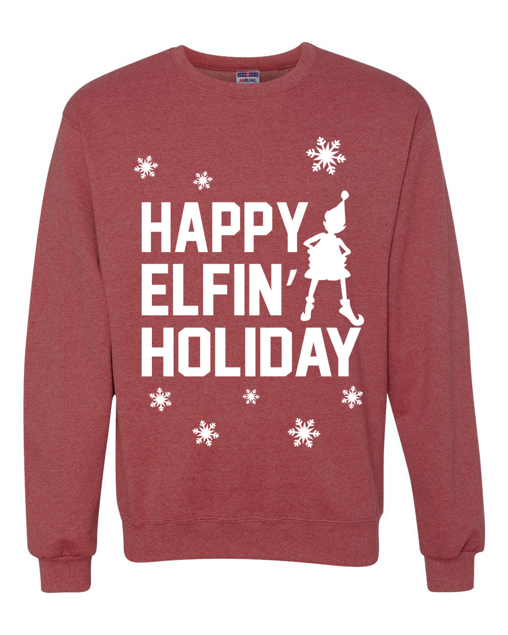 Happy Elfin Holiday Merry Ugly Christmas Sweater Unisex Crewneck Graphic Sweatshirt