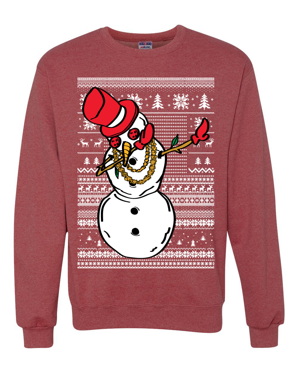 Dabbing Snowman Merry Ugly Christmas Sweater Unisex Crewneck Graphic Sweatshirt