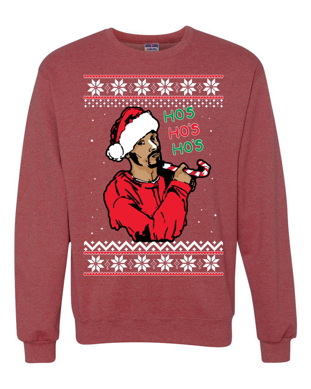 Funny Snoop Hos Hos Hos Christmas Ugly Christmas Sweater Unisex Crewneck Graphic Sweatshirt