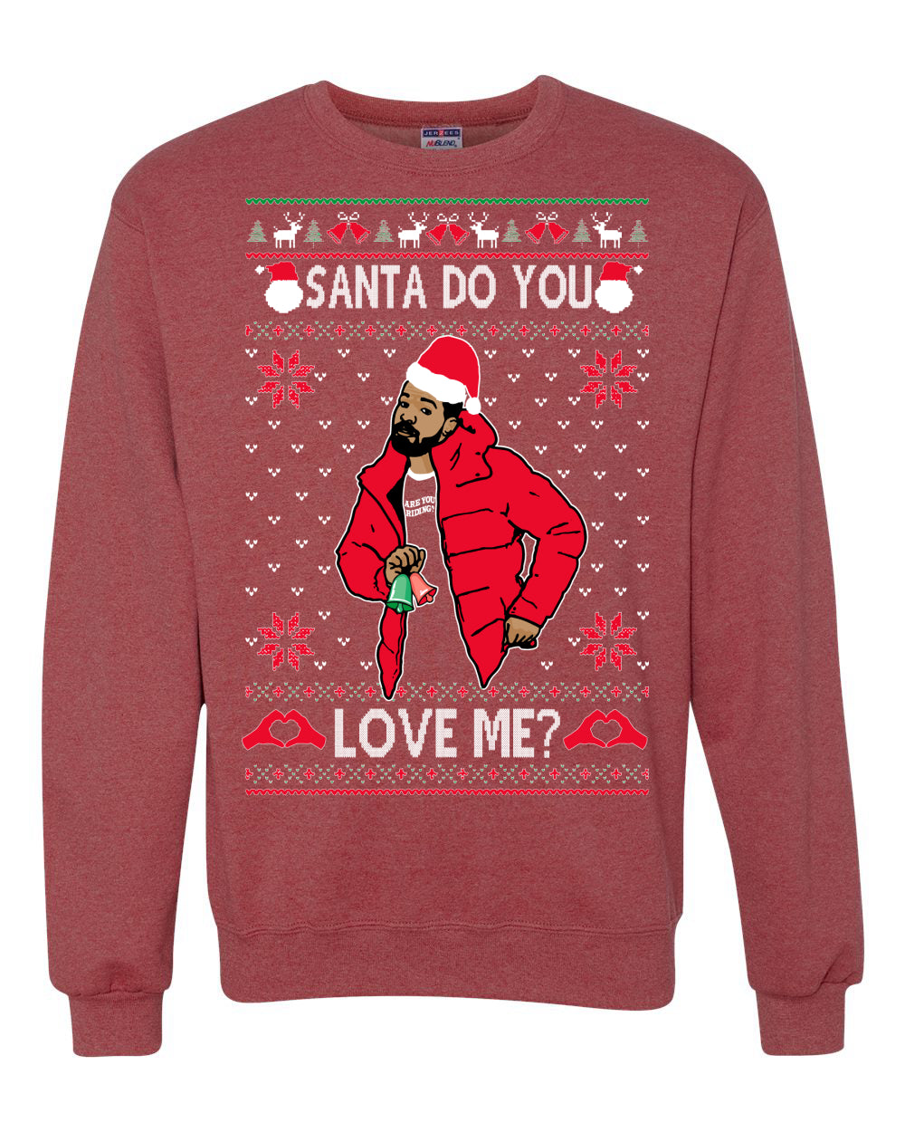 Santa Do You Love Me? White Ugly Christmas Sweater Unisex Crewneck Graphic Sweatshirt