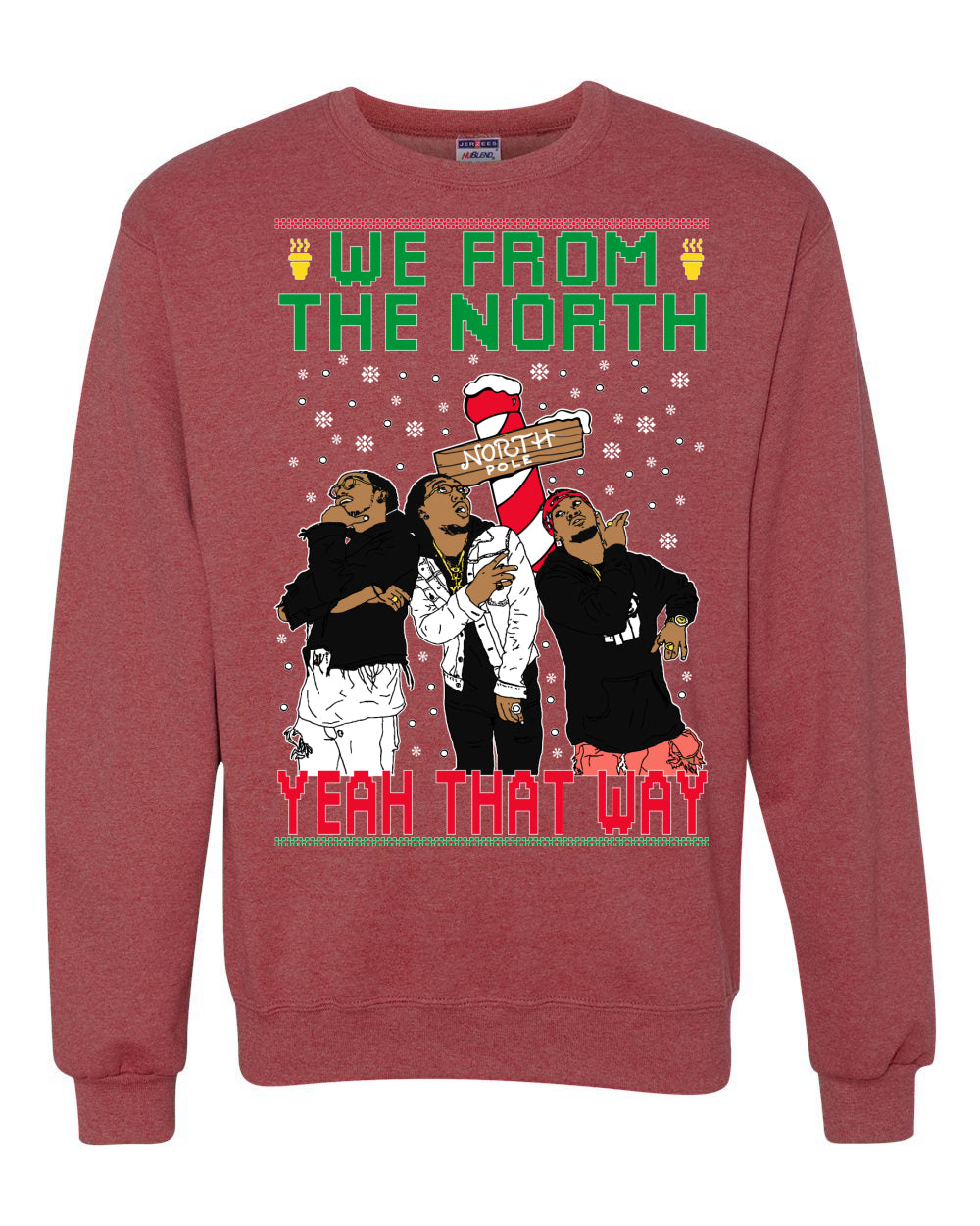We From The North Yeah That Way White Ugly Christmas Sweater Unisex Crewneck Graphic Sweatshirt