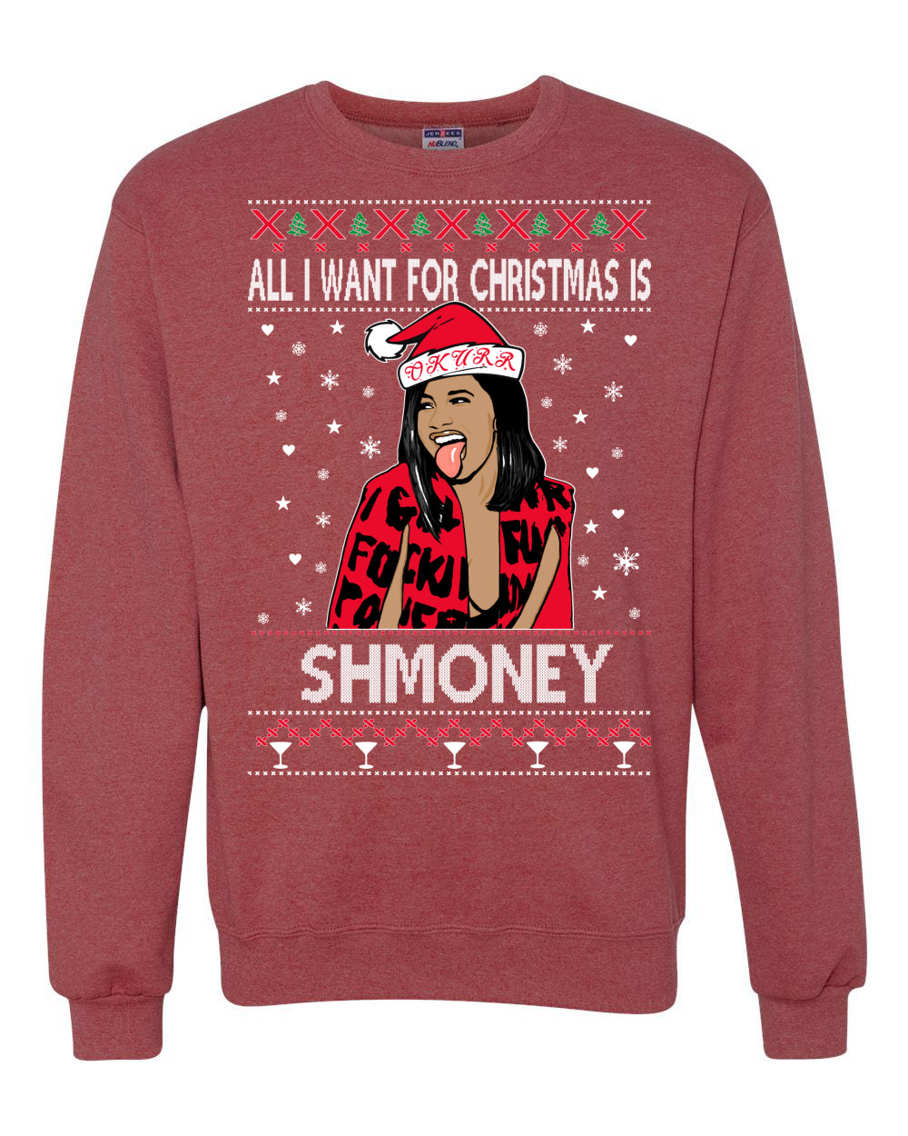 All I Want For Christmas Is Shmoney White Ugly Christmas Sweater Unisex Crewneck Graphic Sweatshirt