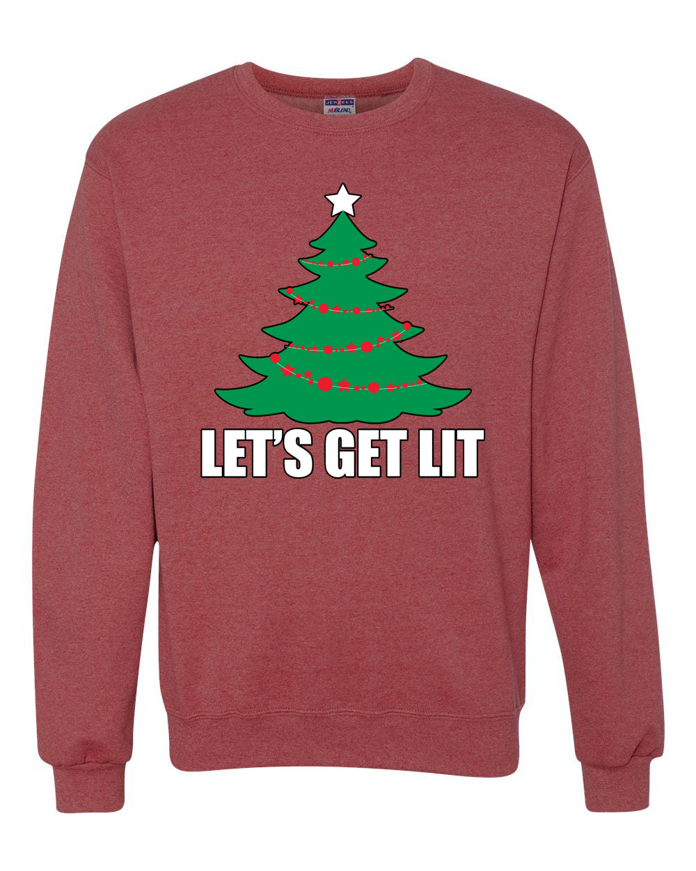 Lets Get Lit Xmas Tree Merry Christmas Unisex Crewneck Graphic Sweatshirt