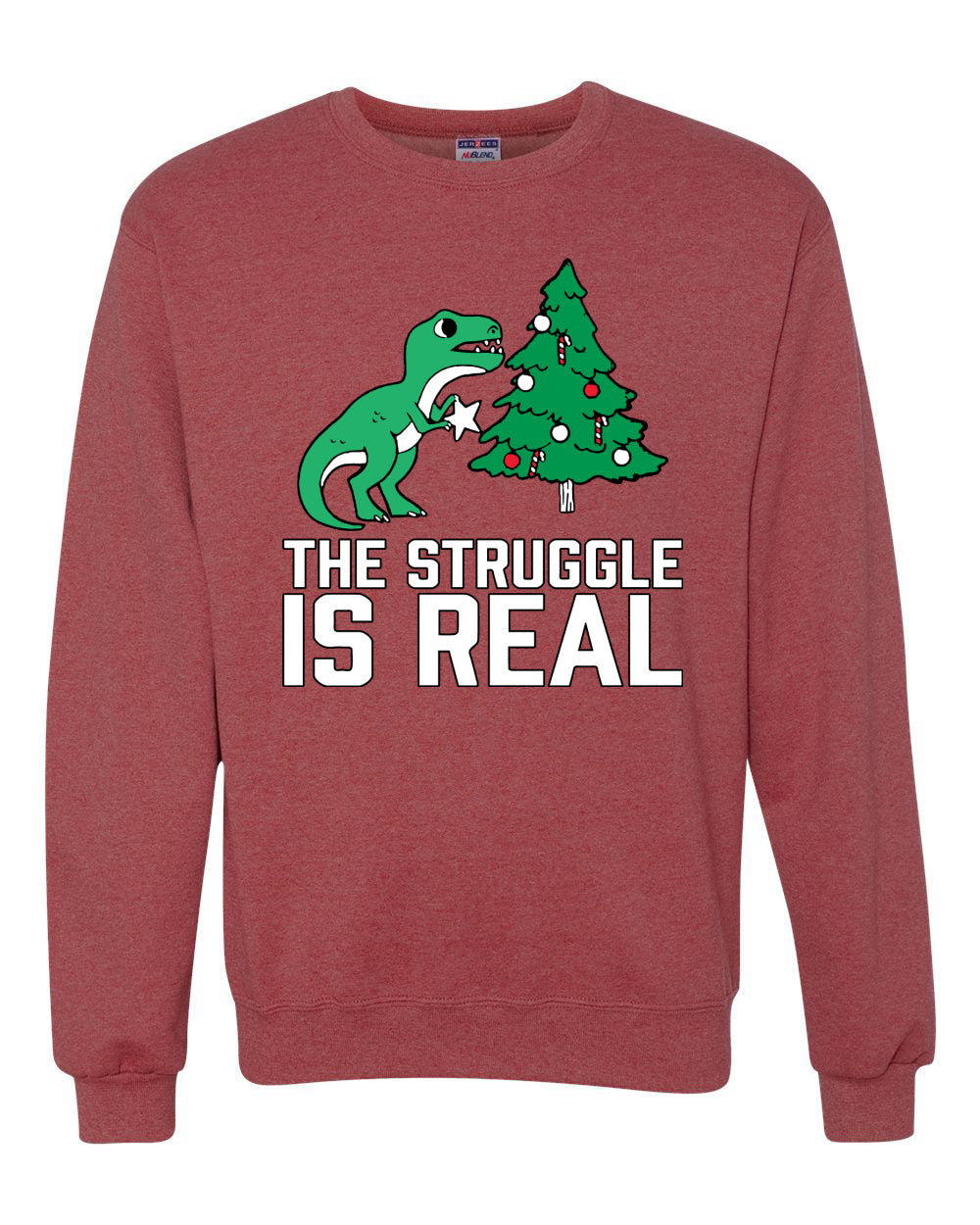 Merry Christmas Trex The Struggle is Real Merry Christmas Unisex Crewneck Graphic Sweatshirt