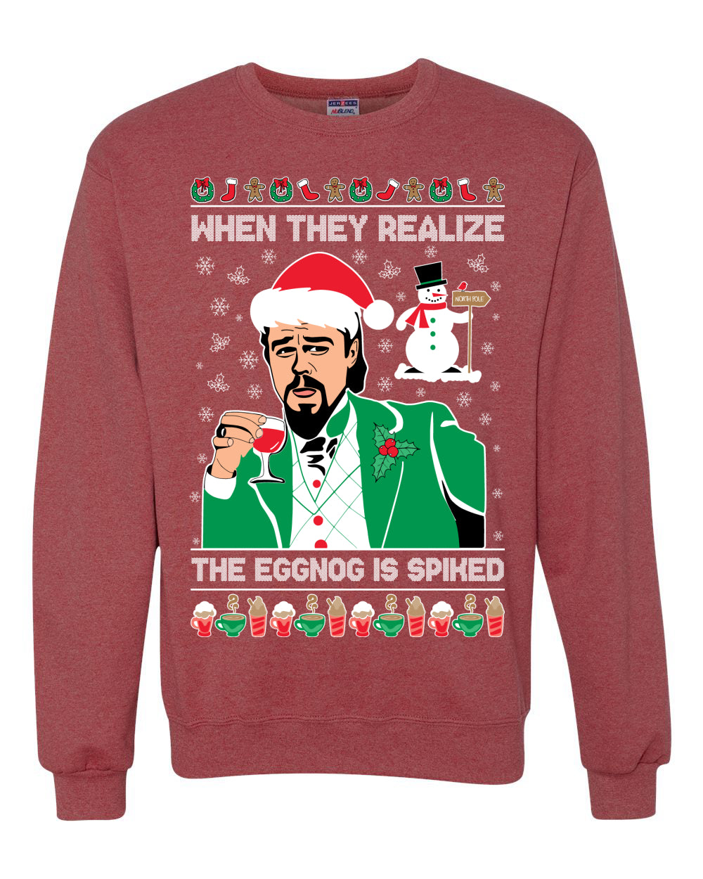 Leo Christmas Funny Meme The Eggnog Ugly Christmas Sweater Unisex Crewneck Sweatshirt