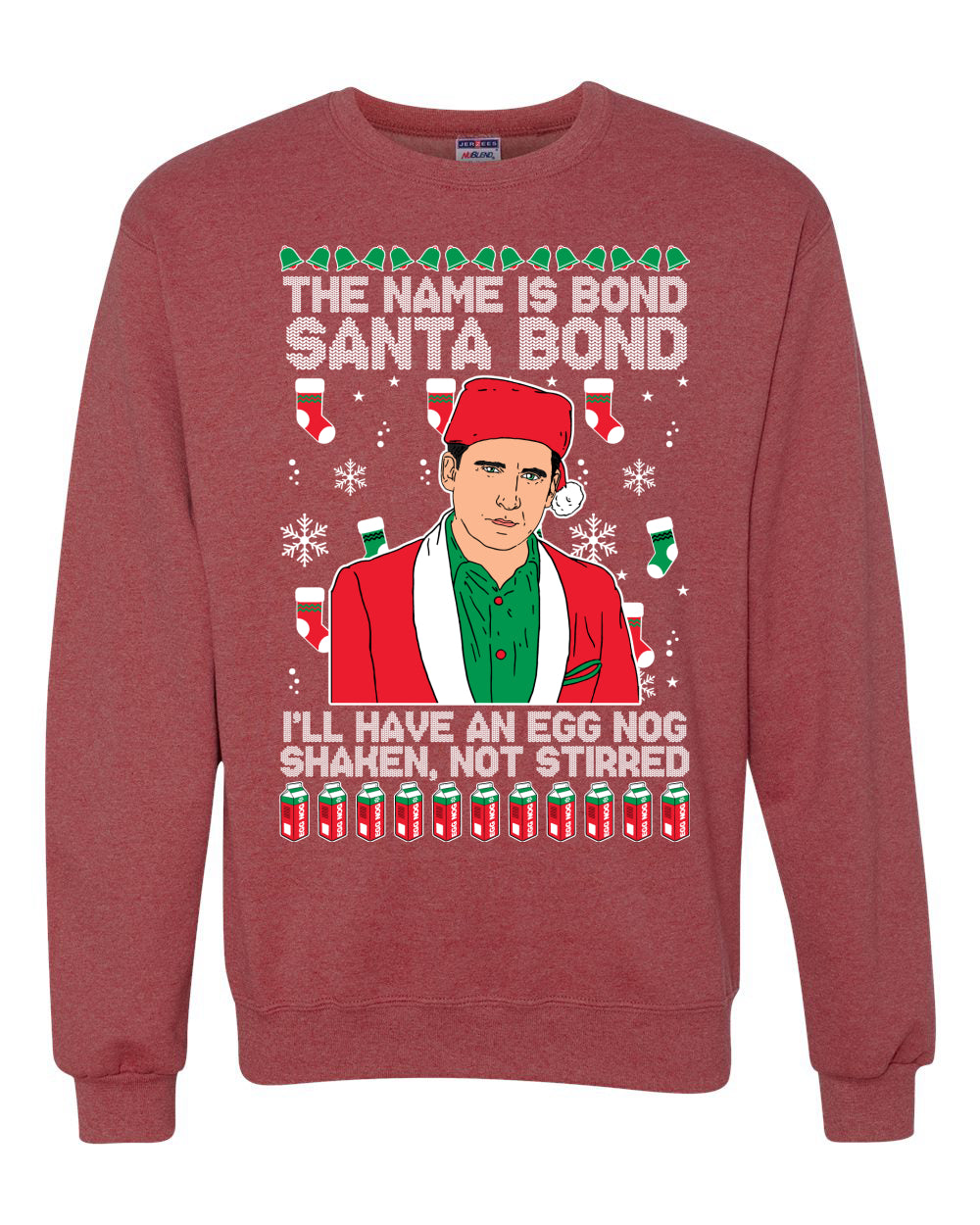 Michael Scott The Name is Bond Santa Bond Merry Ugly Christmas Sweater Unisex Crewneck Graphic Sweatshirt
