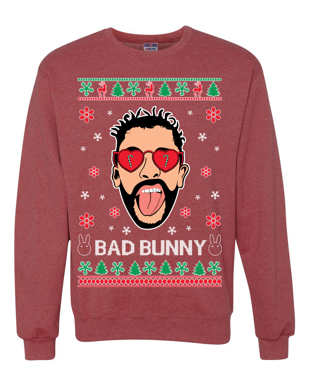 Bad Benito Bunny Latin Trap Xmas Ugly Christmas Sweater Unisex Crewneck Graphic Sweatshirt