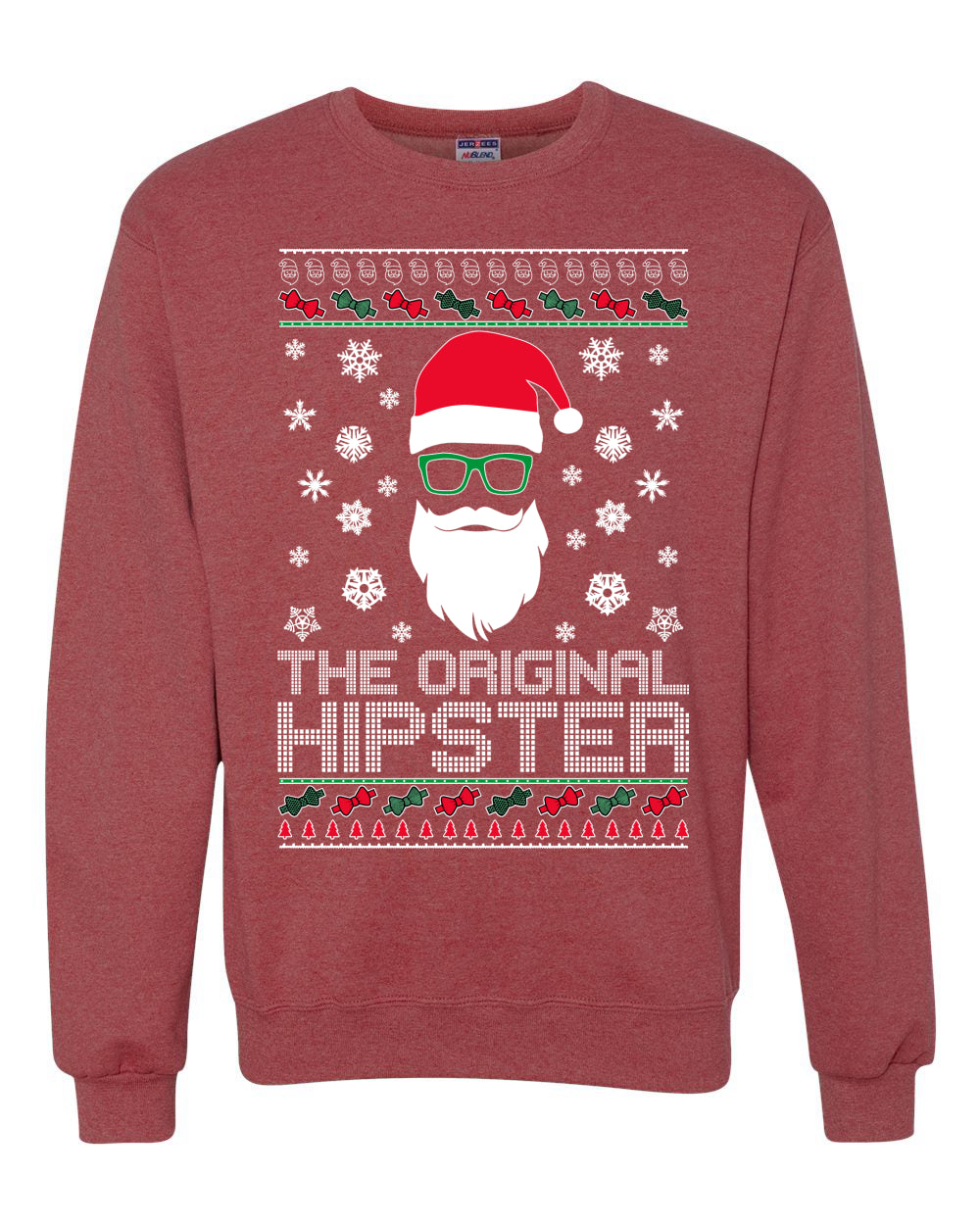 The Original Hipster Funny Santa Beard Xmas Merry Ugly Christmas Sweater Unisex Crewneck Graphic Sweatshirt
