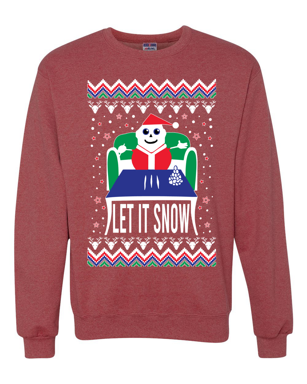 Let It Snow Cocaine Santa Merry Ugly Christmas Sweater Unisex Crewneck Graphic Sweatshirt
