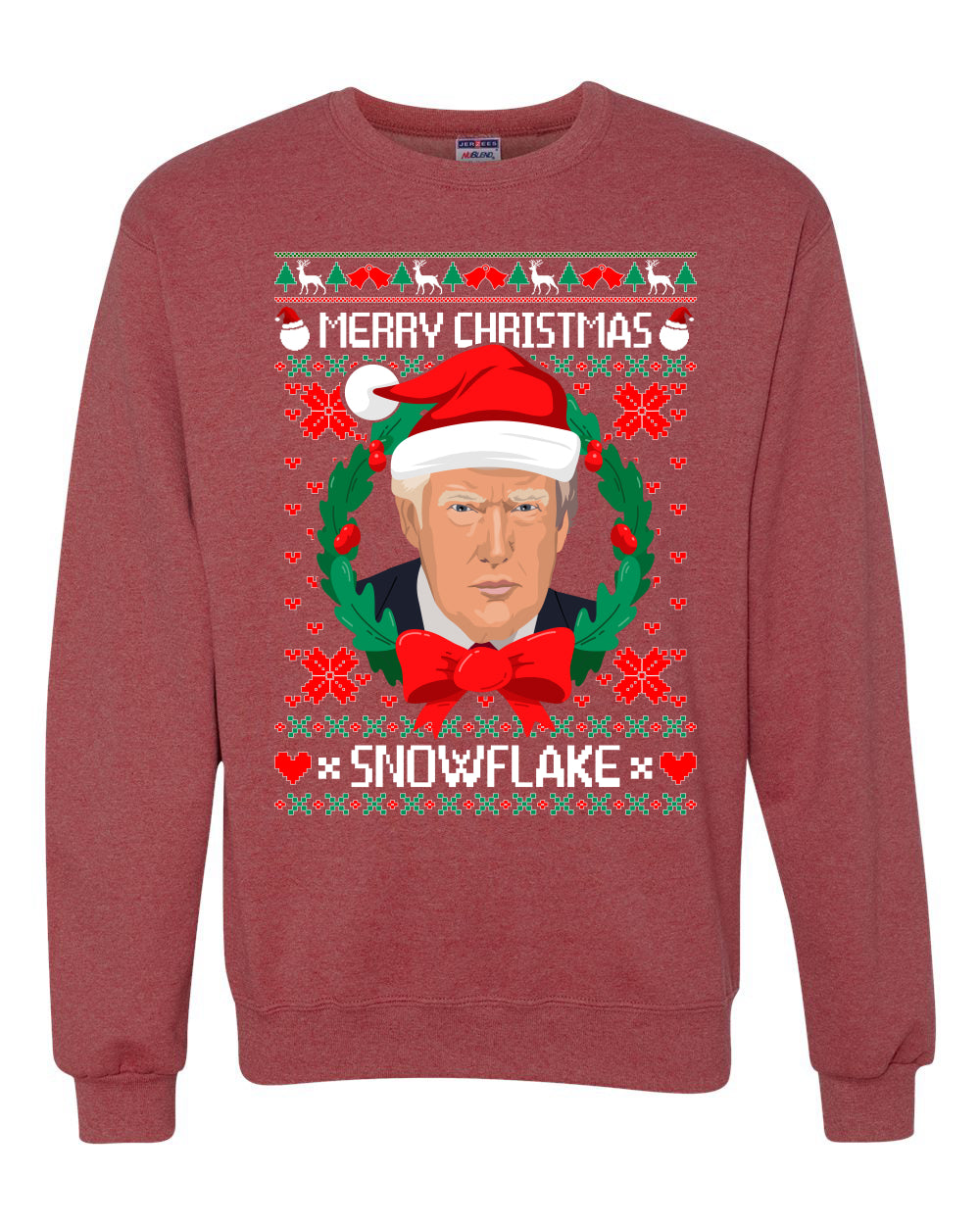 Merry Christmas Snowflake Trump Merry Ugly Christmas Sweater Unisex Crewneck Graphic Sweatshirt