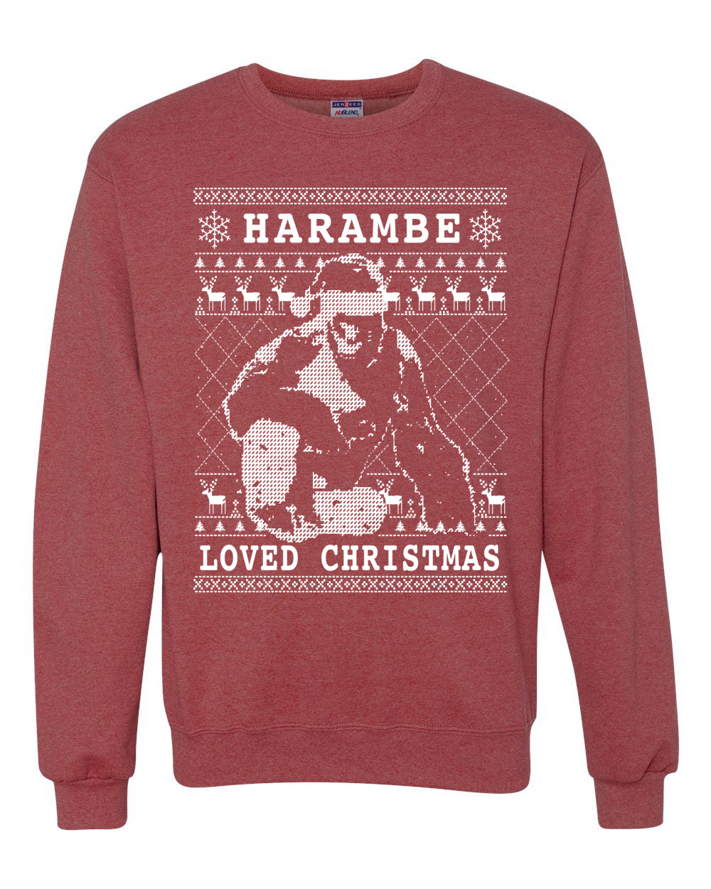 Harambe Loved Christmas Funny Xmas Gorilla Meme Merry Ugly Christmas Sweater Unisex Crewneck Graphic Sweatshirt