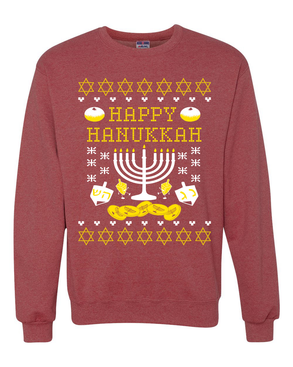 Happy Hannukah Menorah Candle Channukah Merry Ugly Christmas Sweater Unisex Crewneck Graphic Sweatshirt