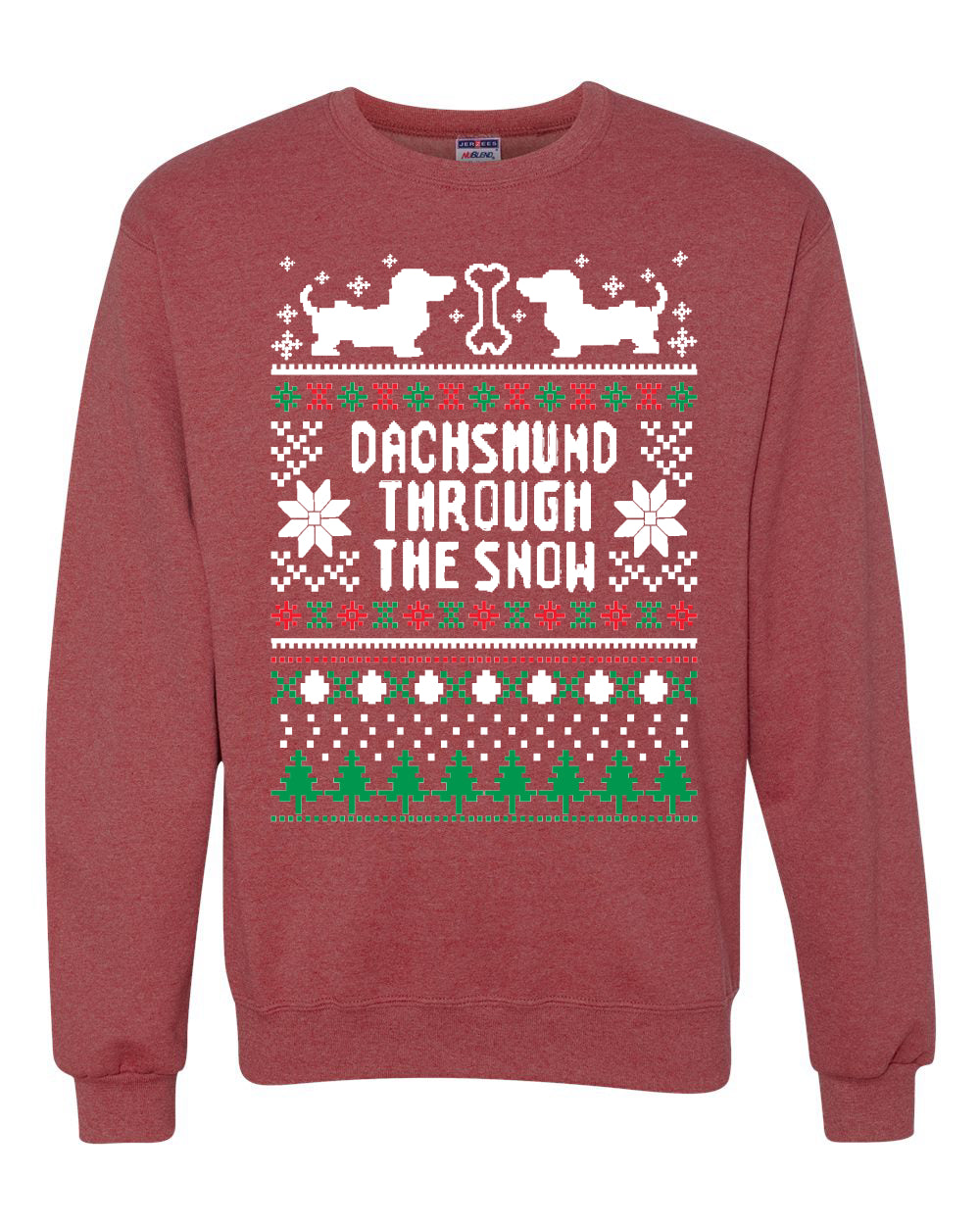 Daschund Through The Snow Merry Ugly Christmas Sweater Unisex Crewneck Graphic Sweatshirt
