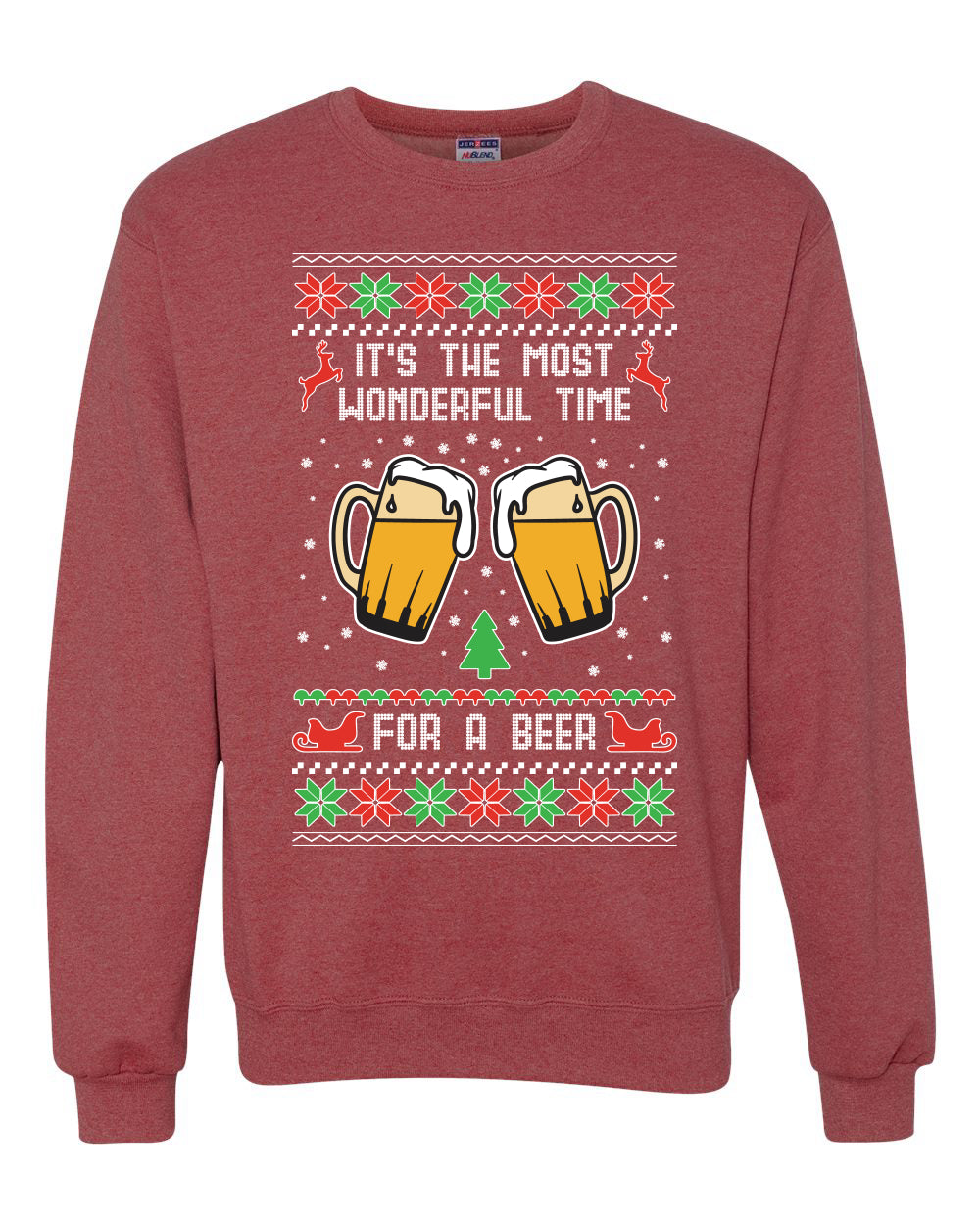 It's The Most Wonderful Time for a Beer Merry Ugly Christmas Sweater Unisex Crewneck Graphic Sweatshirt