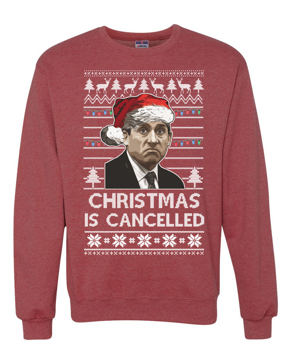 Christmas is Cancelled Santa Michael Scott Office Merry Ugly Christmas Sweater Unisex Crewneck Graphic Sweatshirt