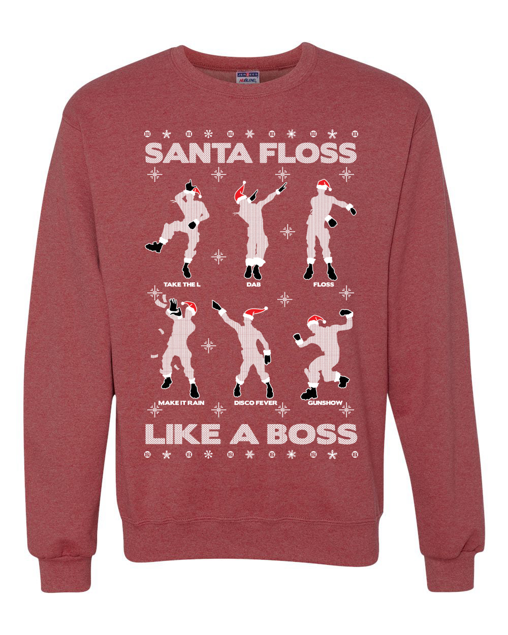 Santa Floss Like a Boss Dance Moves Merry Ugly Christmas Sweater Unisex Crewneck Graphic Sweatshirt