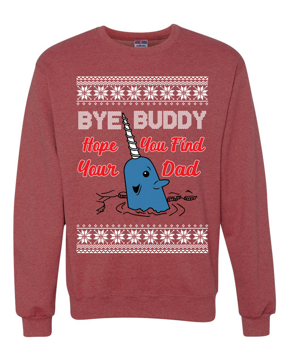 Narwhal Hope You Find Your Dad Quote Merry Ugly Christmas Sweater Unisex Crewneck Graphic Sweatshirt