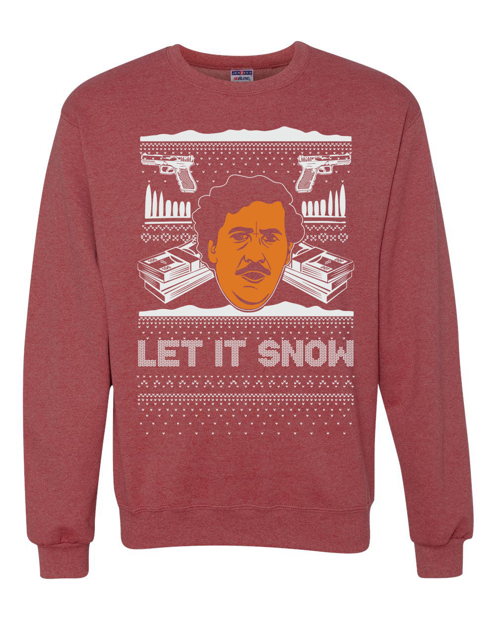 Let It Snow Funny Pablo Escobar Xmas Merry Ugly Christmas Sweater Unisex Crewneck Graphic Sweatshirt
