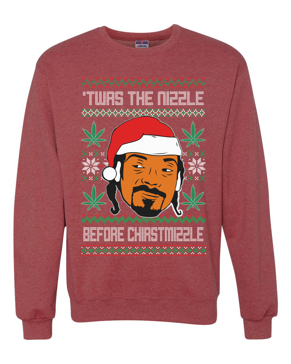 Snoop 'Twas The Nizzle Before Christmizzle Ugly Christmas Sweater Unisex Crewneck Graphic Sweatshirt