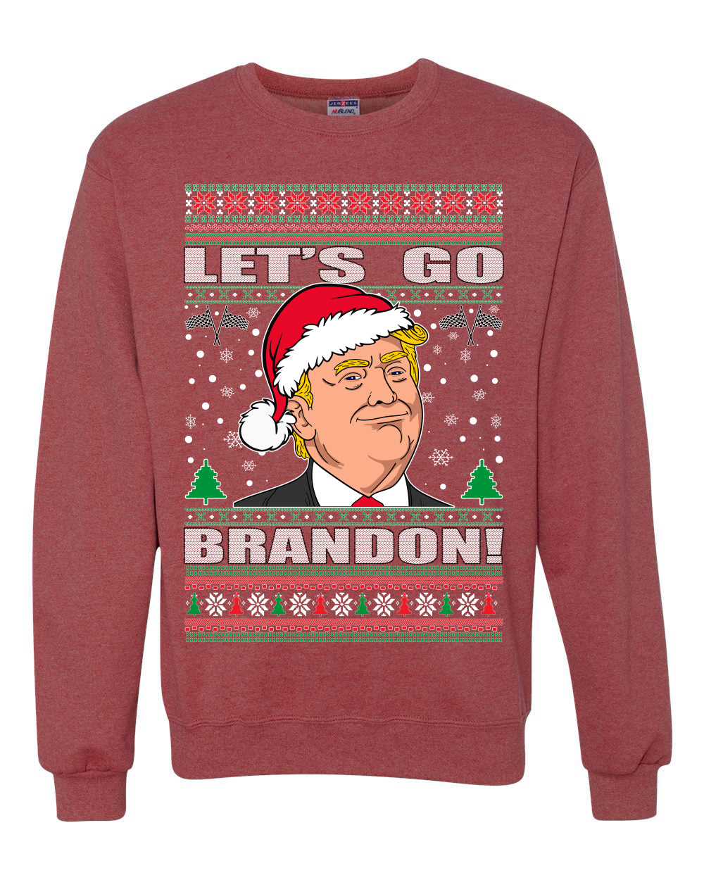 Let's Go Brandon Funny Santa Hat Ugly Christmas Sweater Unisex Crewneck Graphic Sweatshirt