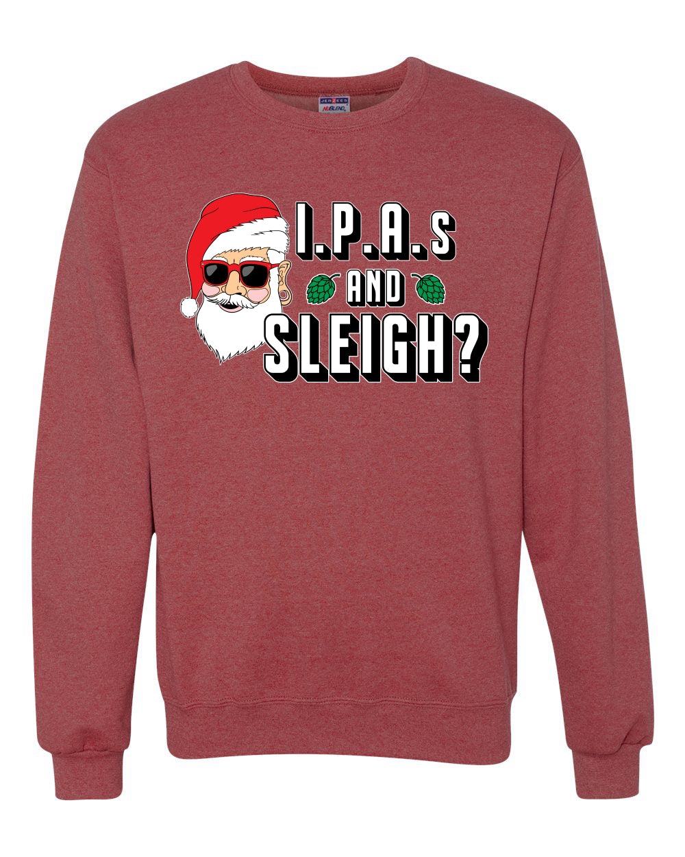 Hipster Santa IPAs and Sleigh? Christmas Unisex Crewneck Graphic Sweatshirt