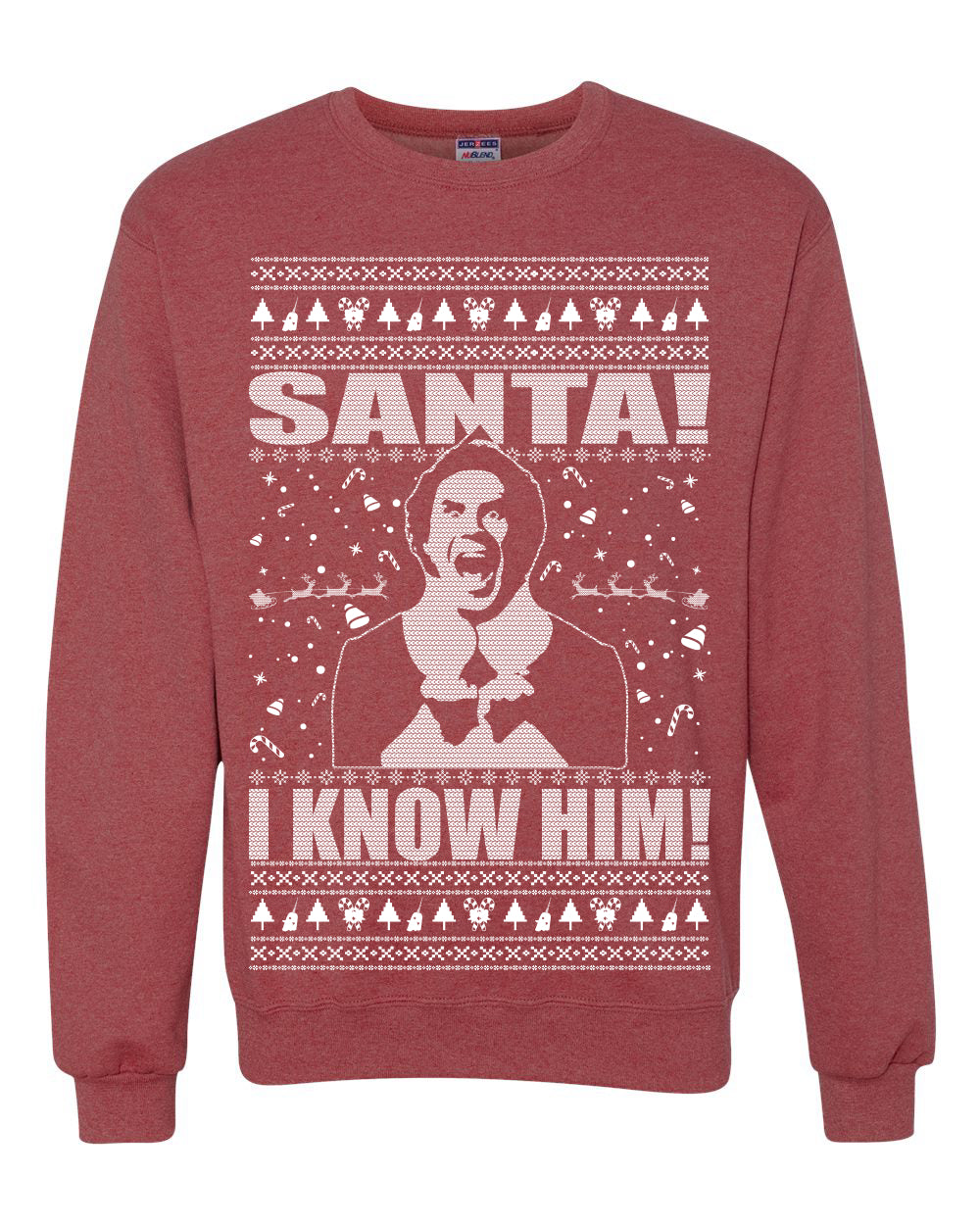 Buddy The Elf Santa! I Know Him Ugly Christmas Sweater Unisex Crewneck Graphic Sweatshirt