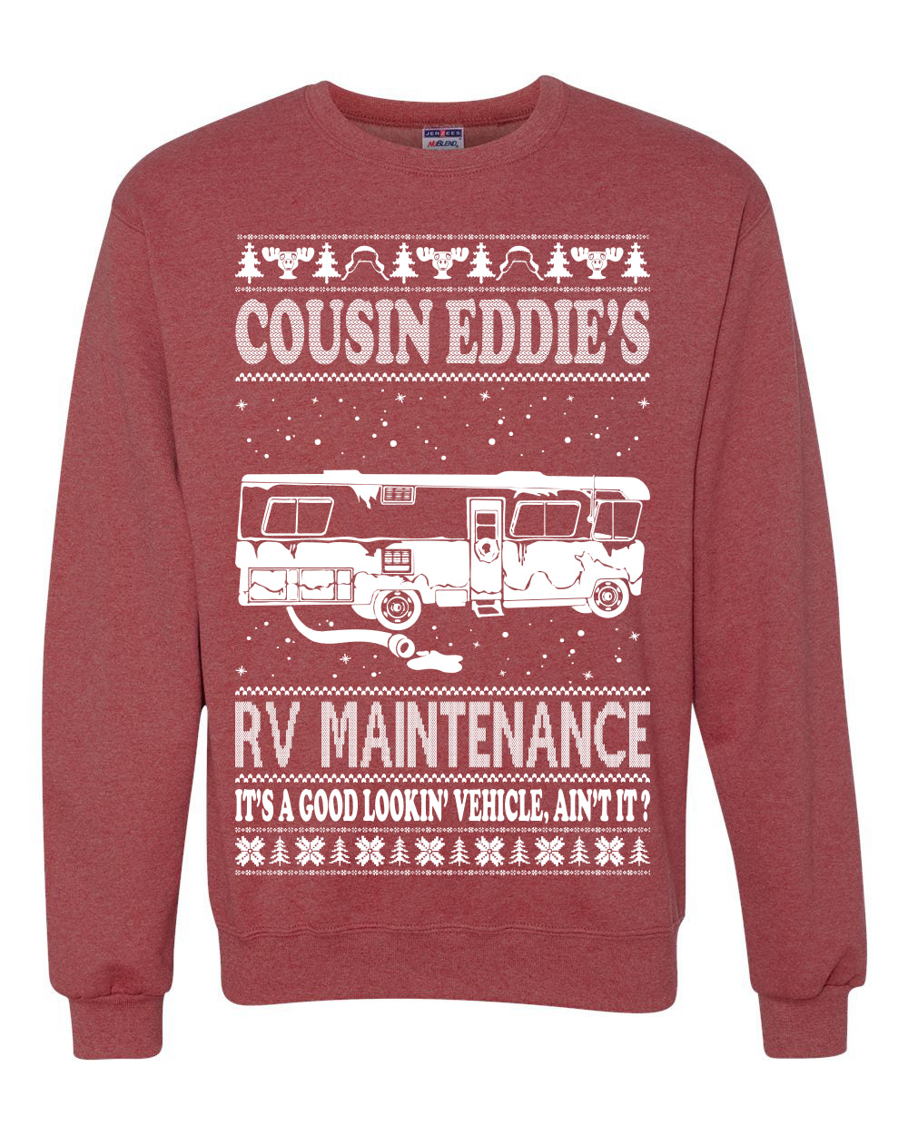 Family Vacation Cousin Eddie's RV Maintenance Ugly Christmas Sweater Unisex Crewneck Graphic Sweatshirt