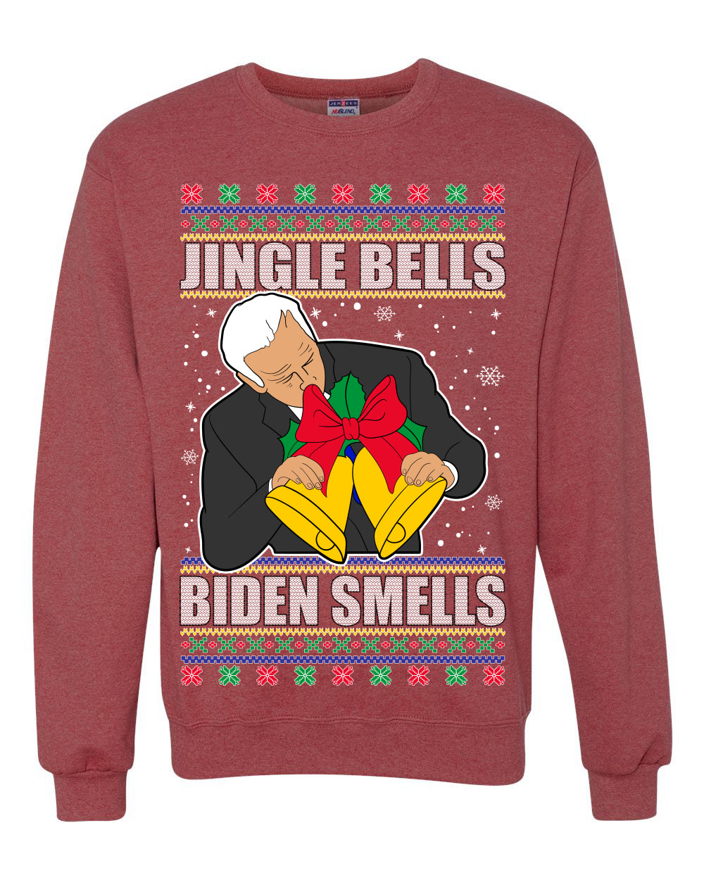 Jingle Bells Biden Smells Ugly Christmas Sweater Unisex Crewneck Graphic Sweatshirt