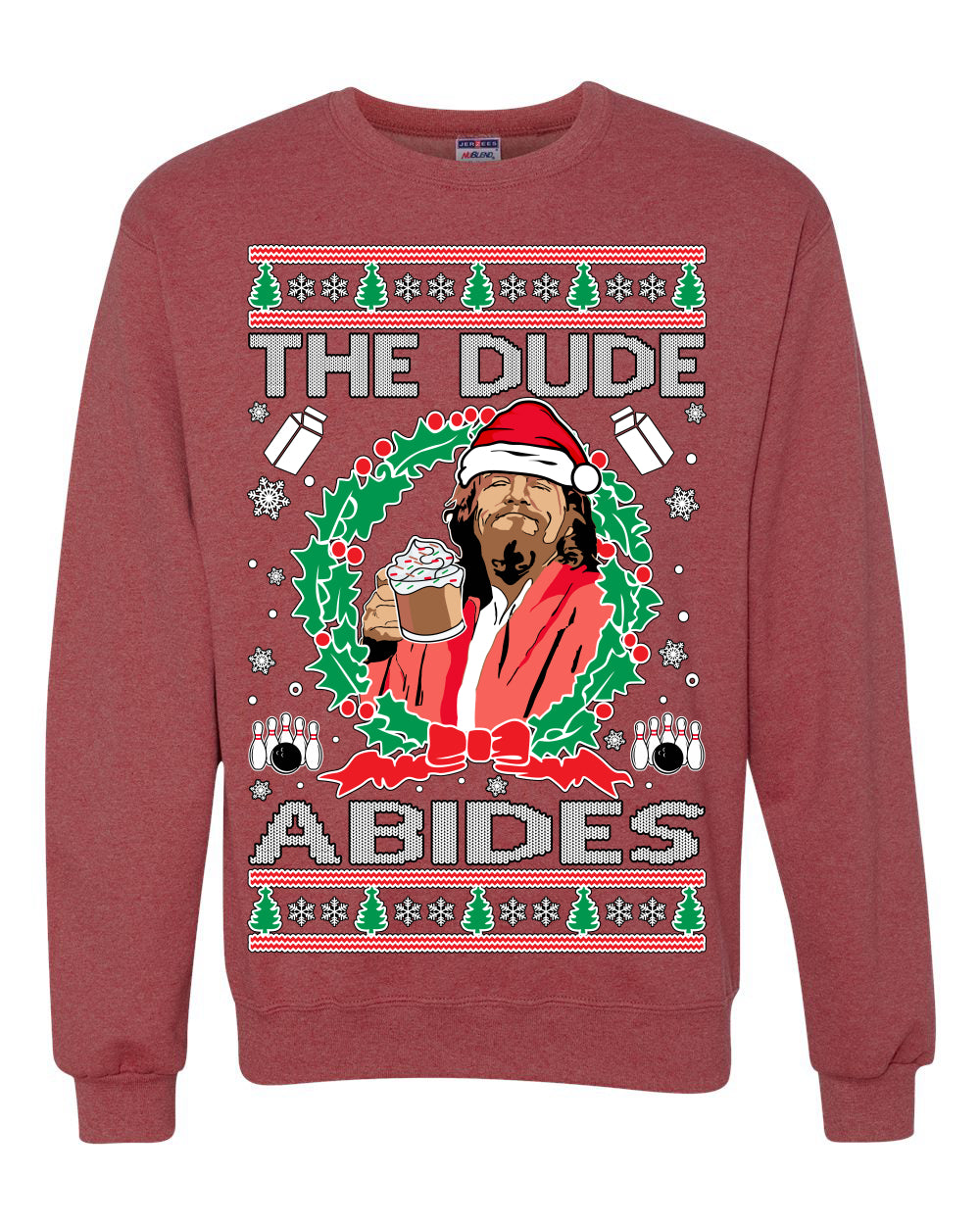 The Dude Abides Christmas Ugly Christmas Sweater Unisex Crewneck Graphic Sweatshirt