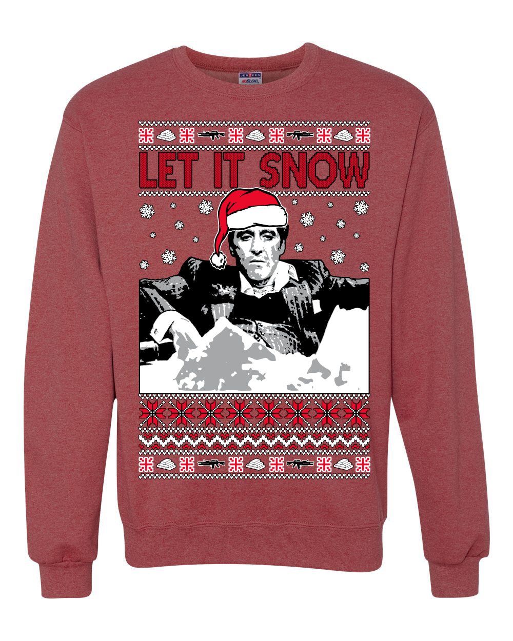Let It Snow Bad Guy Tony Christmas Ugly Christmas Sweater Unisex Crewneck Graphic Sweatshirt