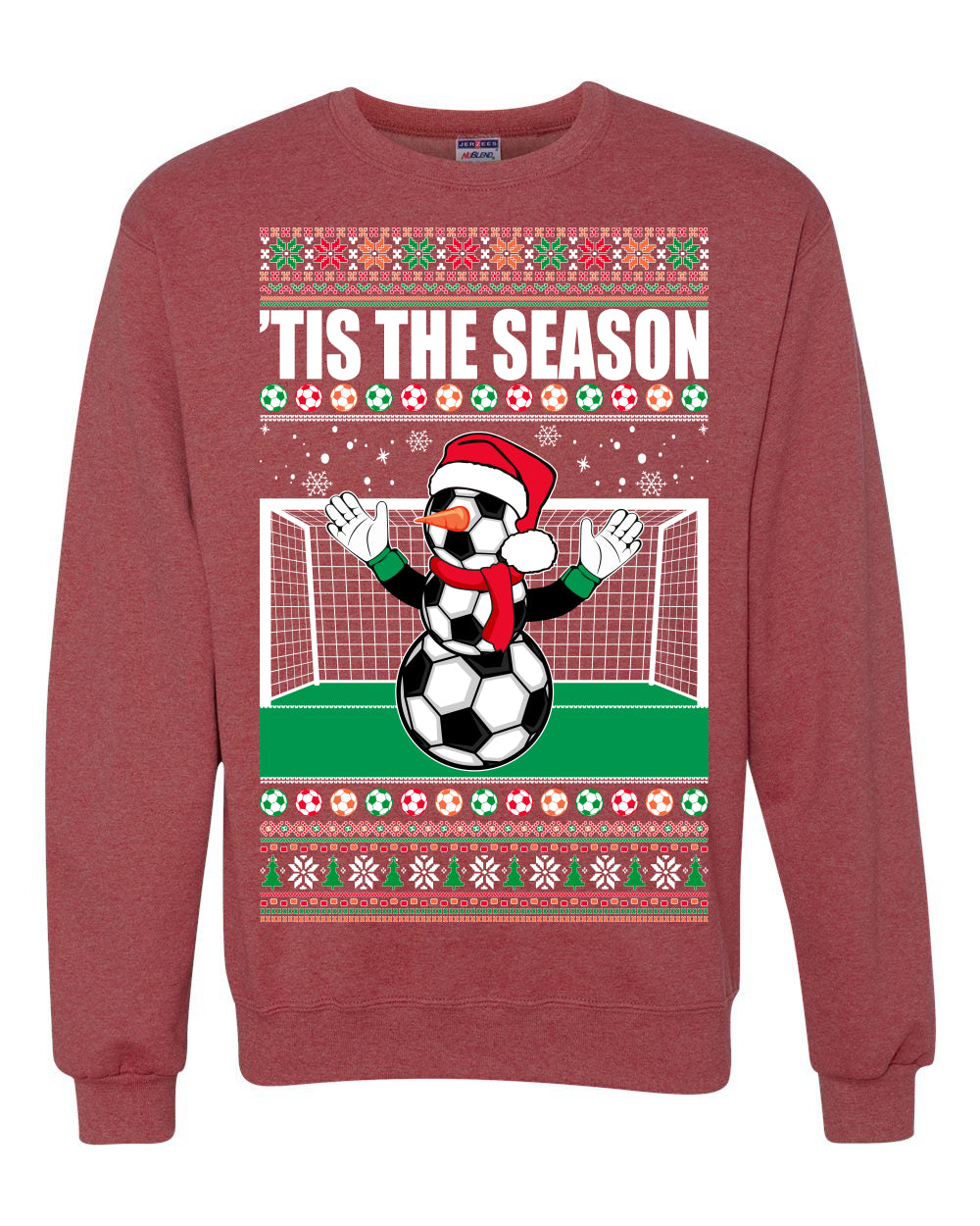 Santa Tis' The Season To Play Soccer Ball Goalie Fun Sports Ugly Christmas Sweater Unisex Crewneck Graphic Sweatshirt