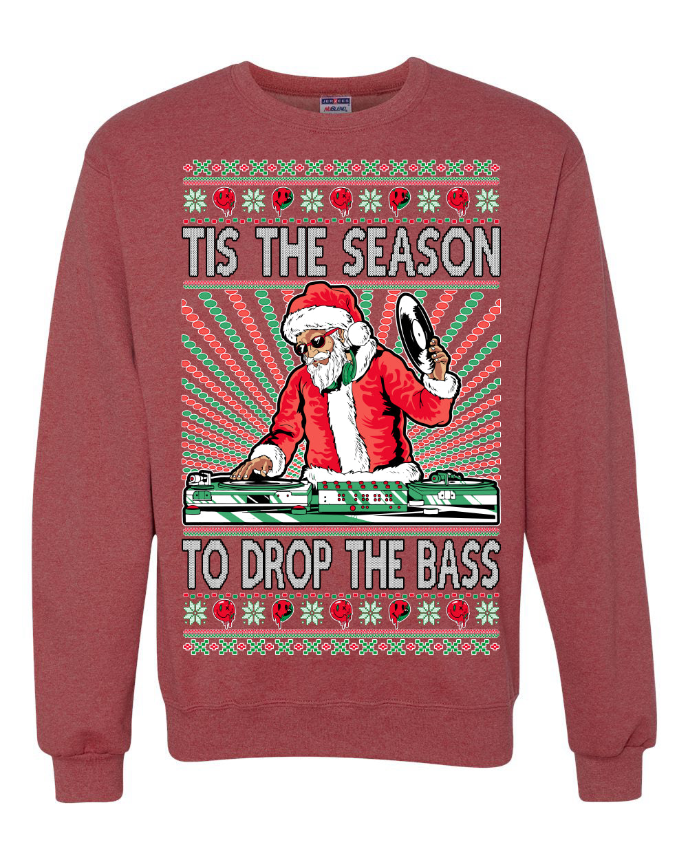 Tis The Season To Drop The Bass DJ Music Party EDM Mixer Gift Ugly Christmas Sweater Unisex Crewneck Graphic Sweatshirt