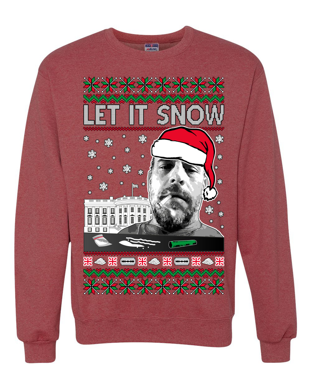 Hunter Let It Snow Biden Ugly Christmas Sweater Unisex Crewneck Sweatshirt