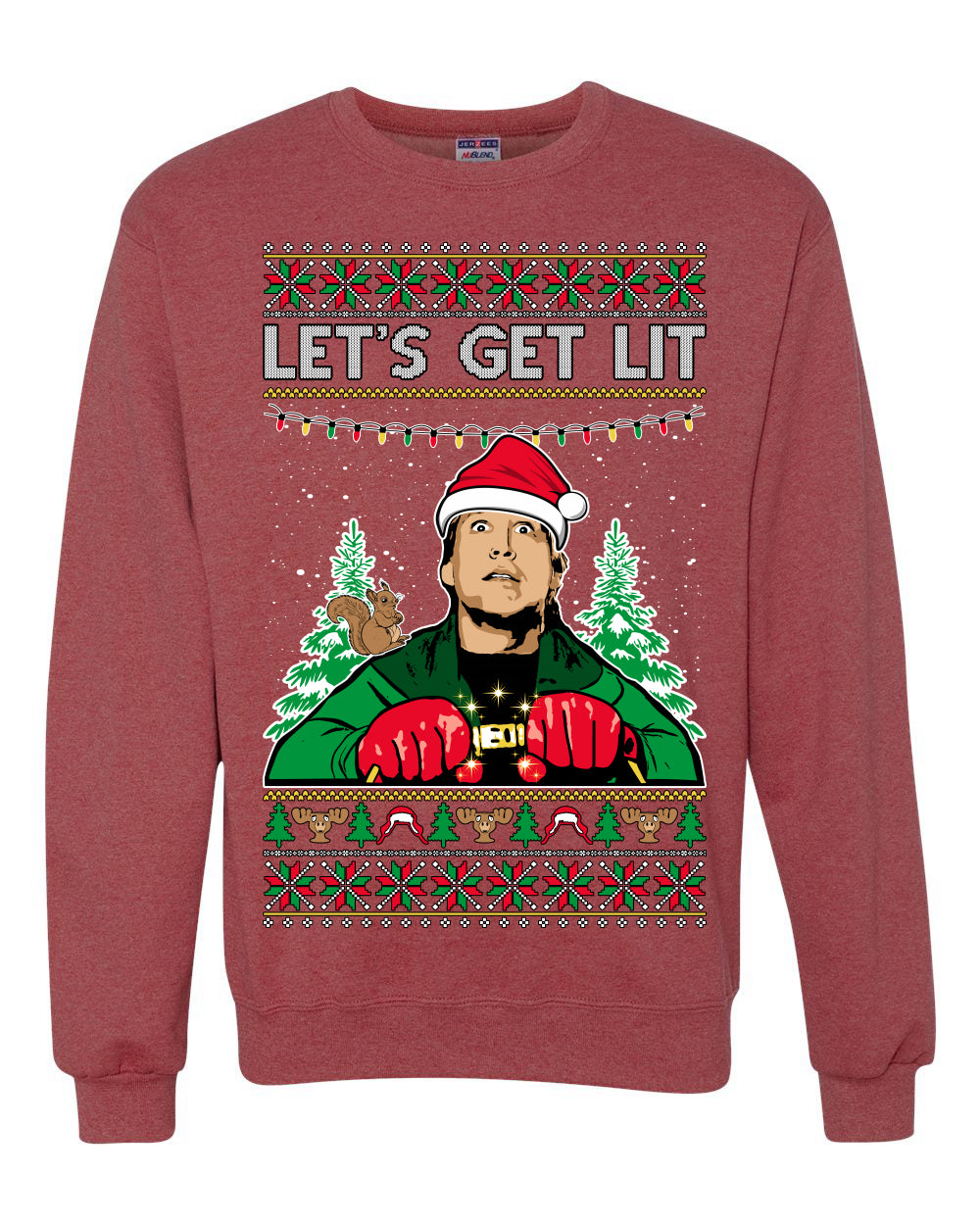 Let's Get Lit Clark Vacation Ugly Christmas Sweater Unisex Crewneck Sweatshirt