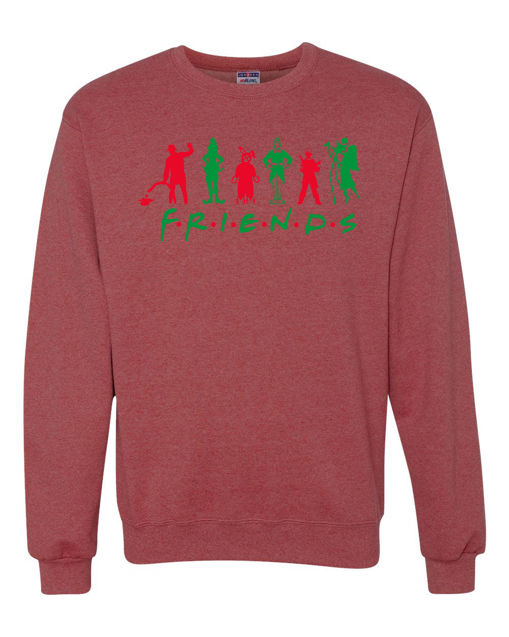 Iconic Holiday Movie Characters Friends Parody Red Green Ugly Christmas Sweater Unisex Crewneck Sweatshirt