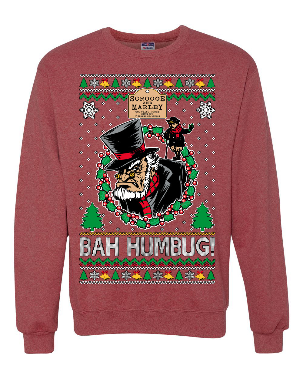 Scrooge BAH HUMBUG! Christmas Carol Novel Ugly Christmas Sweater Unisex Crewneck Sweatshirt