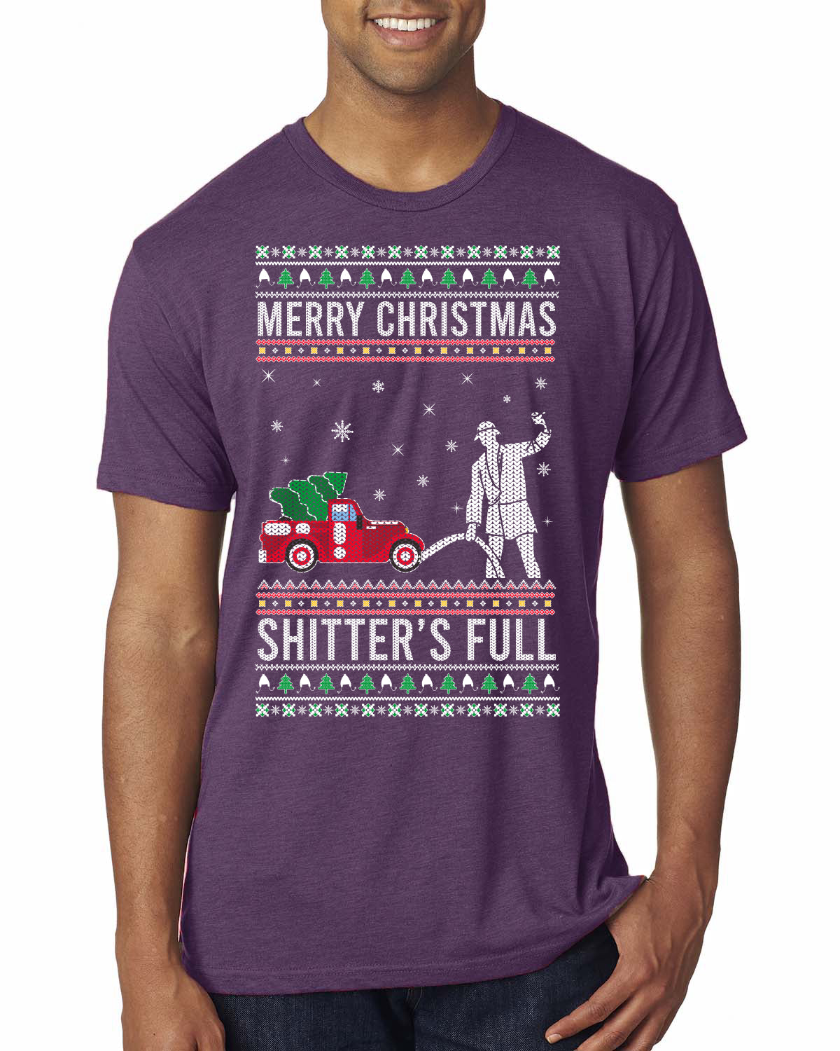 Merry Christmas Shitter's Full Christmas Vacation Ugly Christmas Sweater Mens Premium Tri Blend T-Shirt