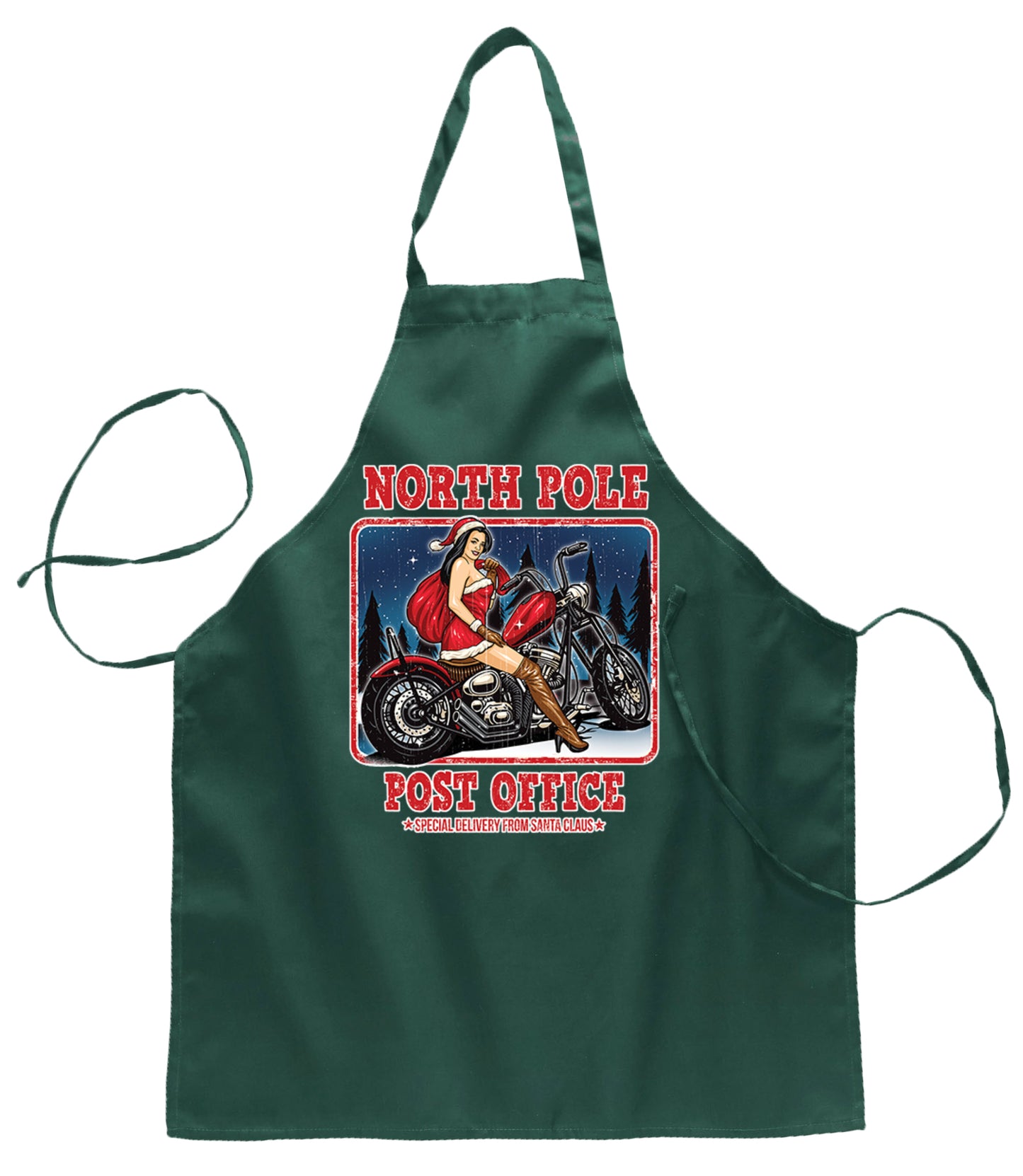 North Pole Post Office Special Delivery Ugly Christmas Sweater Ugly Christmas Butcher Graphic Apron for Kitchen BBQ Grilling Cooking