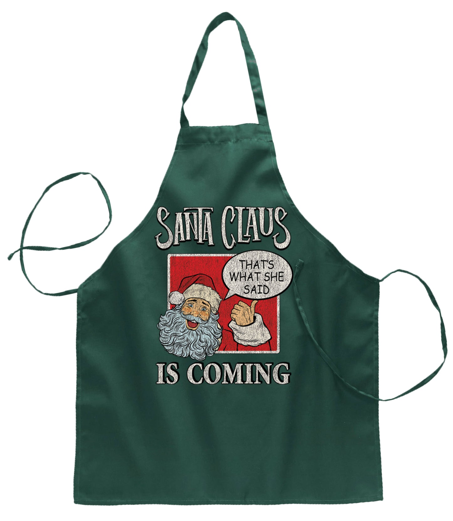 Santa Claus is Coming, That's What She Said Ugly Christmas Sweater Ugly Christmas Butcher Graphic Apron for Kitchen BBQ Grilling Cooking
