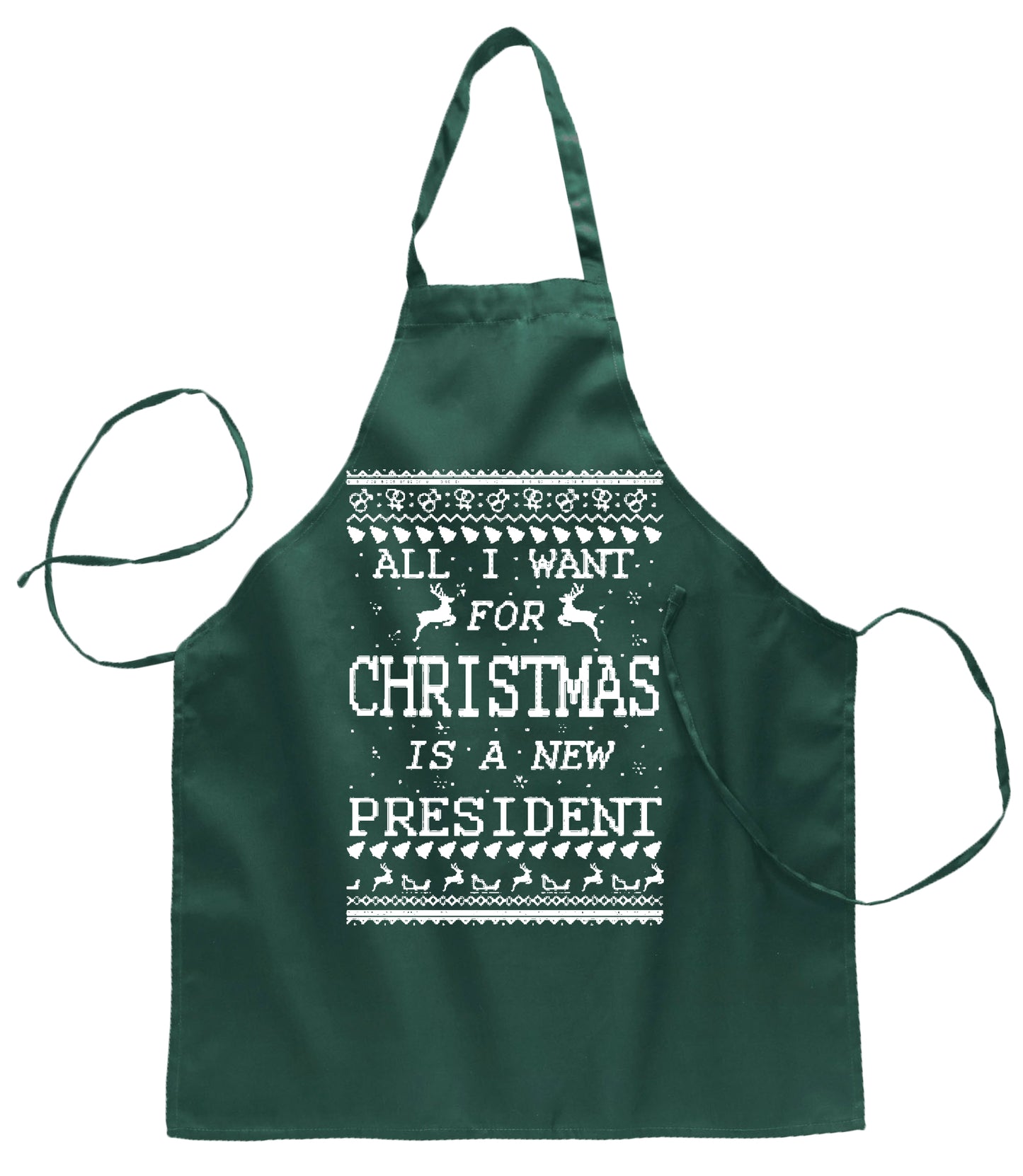 Ugly Ugly Christmas All I Want for Christmas is A New President Ugly Christmas Sweater Ugly Christmas Butcher Graphic Apron for Kitchen BBQ Grilling Cooking