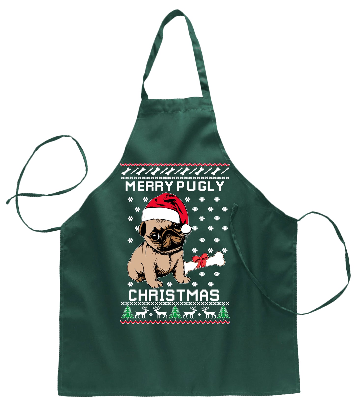 Ugly Ugly Christmas Merry Pugly Christmas Ugly Christmas Sweater Ugly Christmas Butcher Graphic Apron for Kitchen BBQ Grilling Cooking