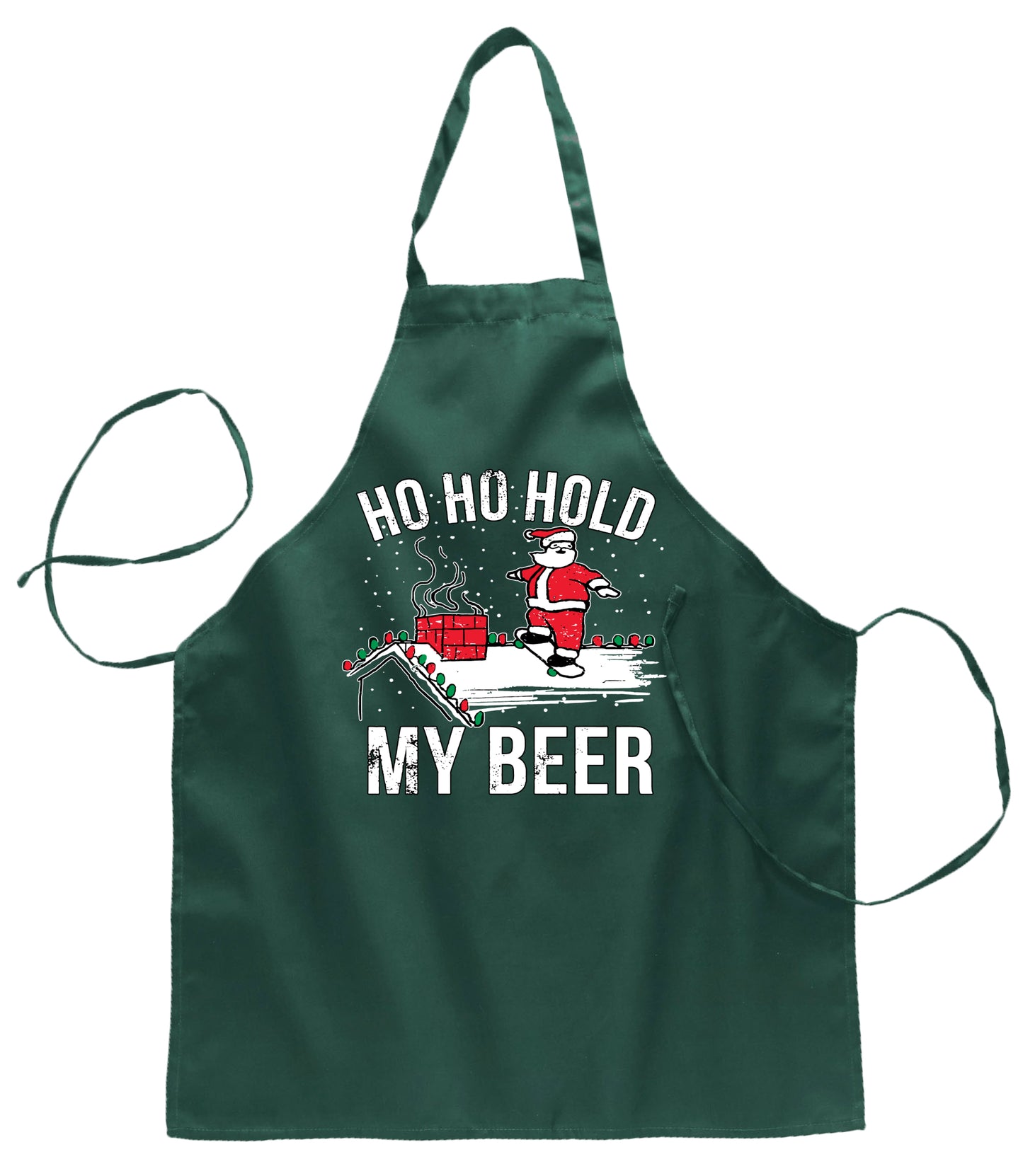 Ugly Ugly Christmas Ho Ho Hold My Beer Skateboarding Santa Christmas Ugly Christmas Sweater Ugly Christmas Butcher Graphic Apron for Kitchen BBQ Grilling Cooking