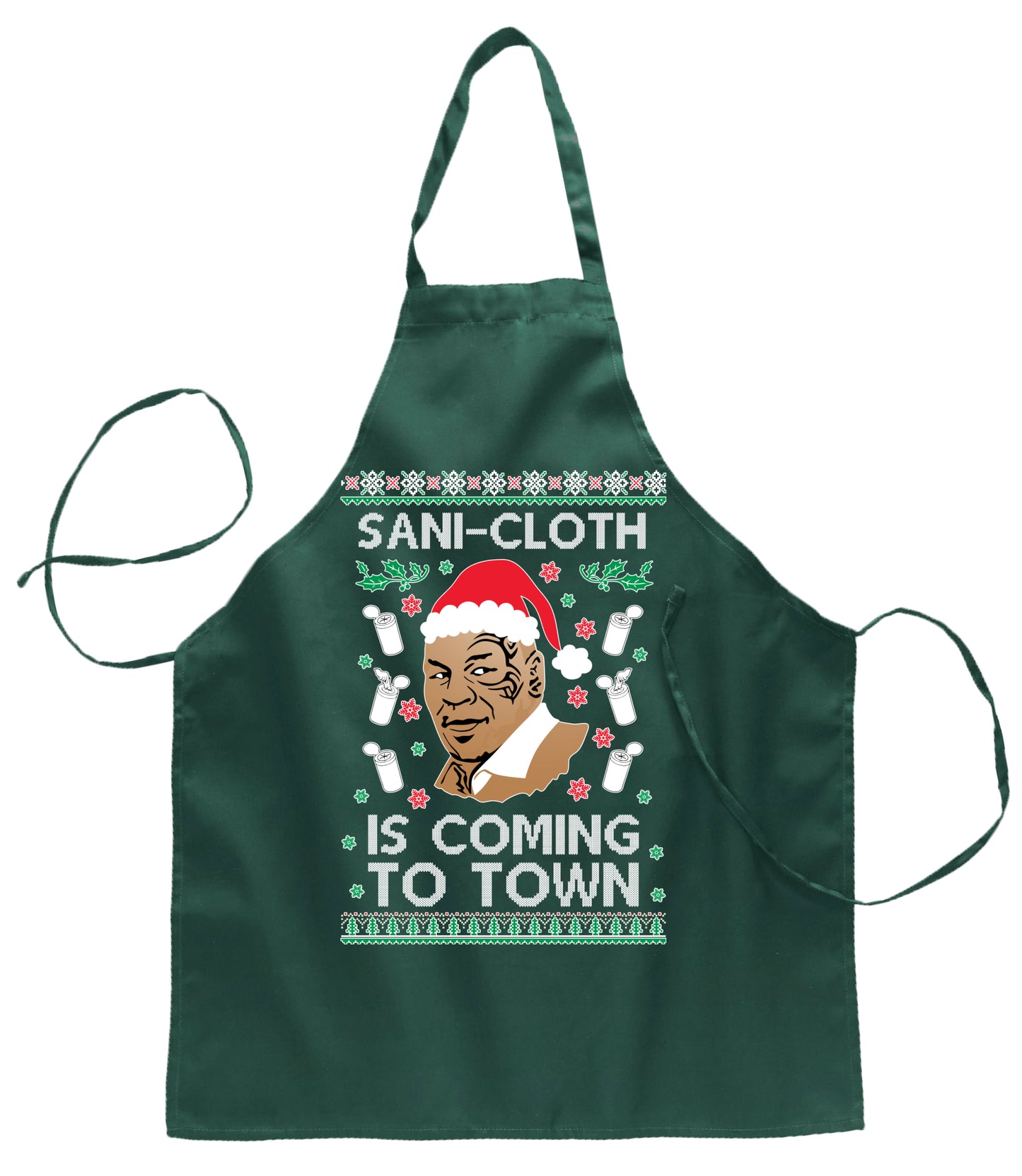 Sani Cloth is Coming to Town Christmas Ugly Christmas Sweater Ugly Christmas Butcher Graphic Apron for Kitchen BBQ Grilling Cooking