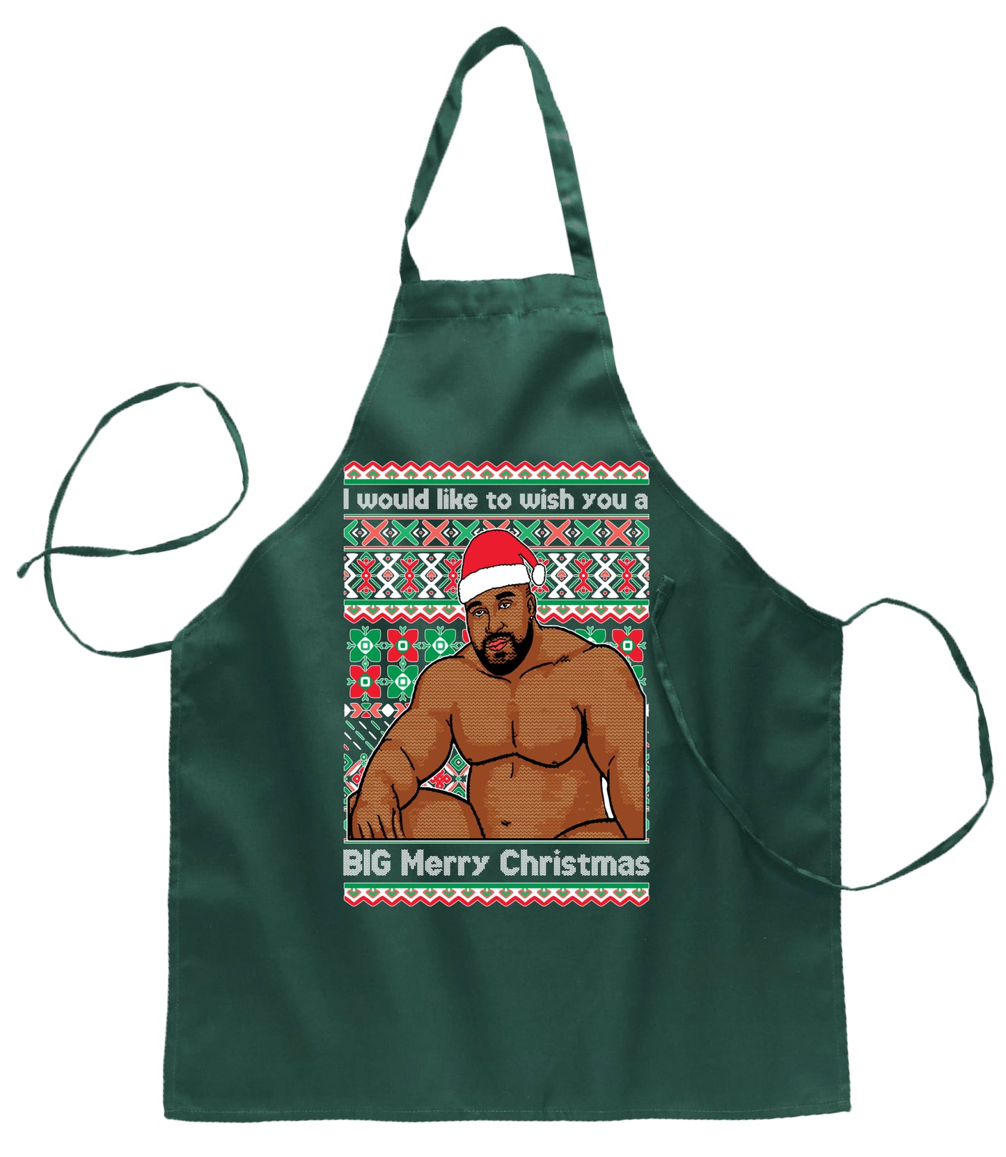 Wood Meme Wish You A Big Merry Ugly Christmas Sweater Ugly Christmas Butcher Graphic Apron for Kitchen BBQ Grilling Cooking