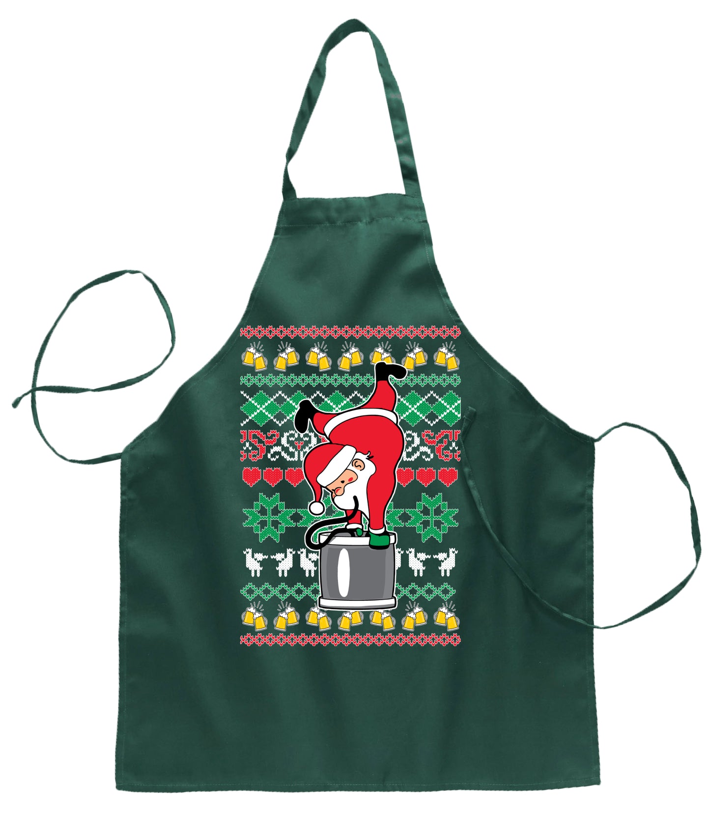Ugly Ugly Christmas Santa Keg Stand Beer Drinking Drunk Christmas Ugly Christmas Sweater Ugly Christmas Butcher Graphic Apron for Kitchen BBQ Grilling Cooking