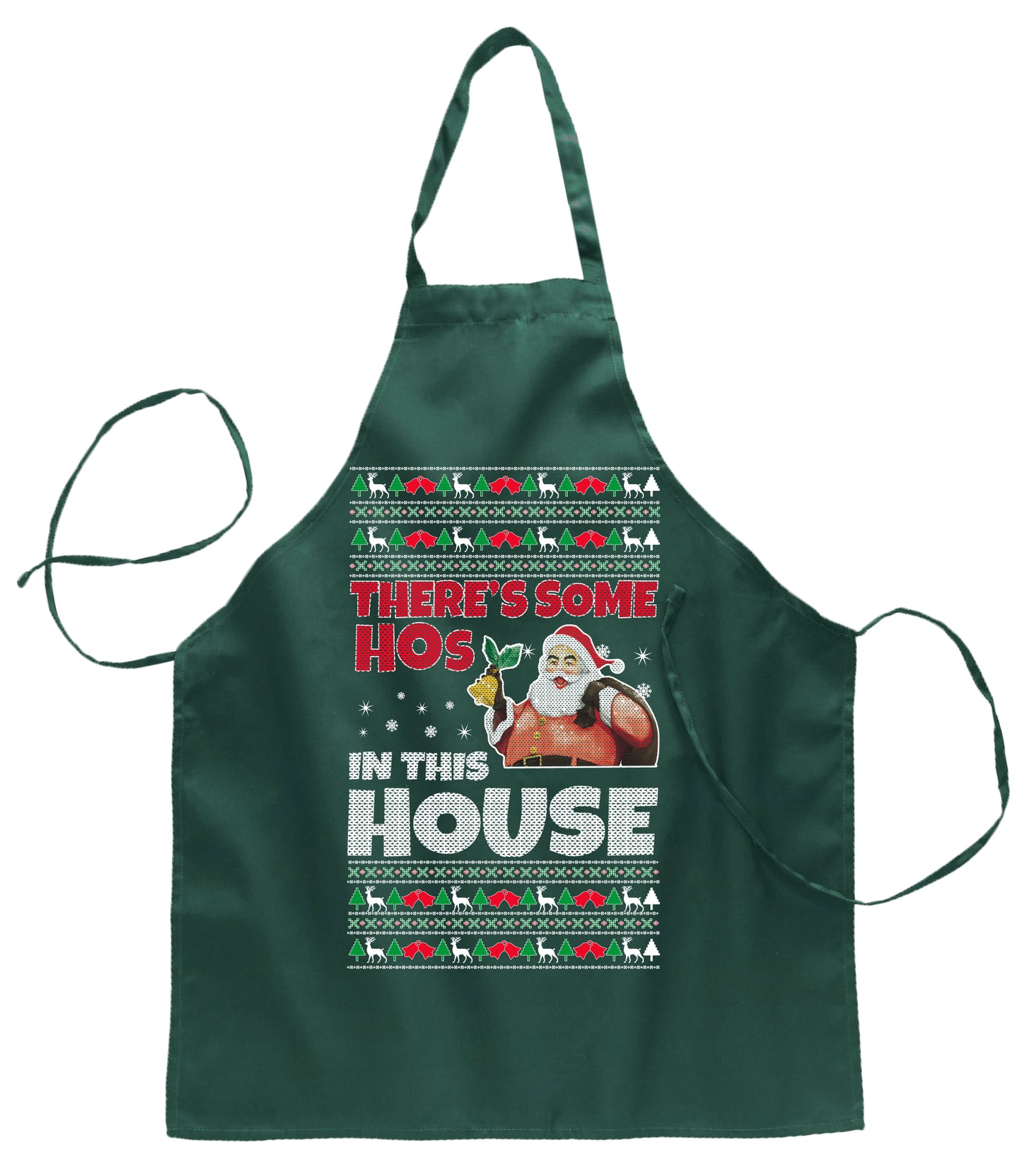 There is Some Hos in The House Christmas Ugly Christmas Sweater Ugly Christmas Butcher Graphic Apron for Kitchen BBQ Grilling Cooking