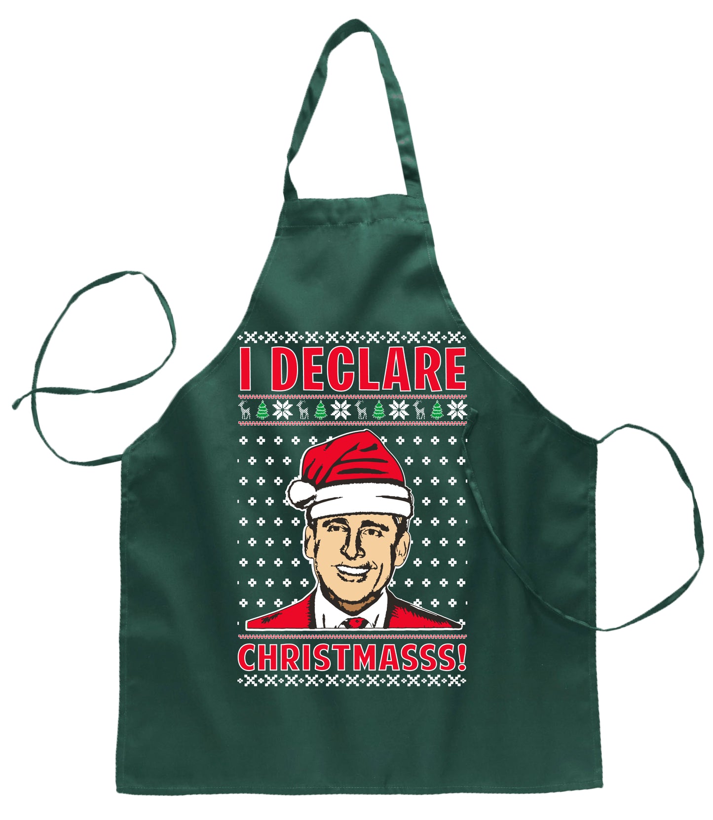 I Declare Christmasss Michael Scott Office Tv Christmas Ugly Christmas Sweater Ugly Christmas Butcher Graphic Apron for Kitchen BBQ Grilling Cooking