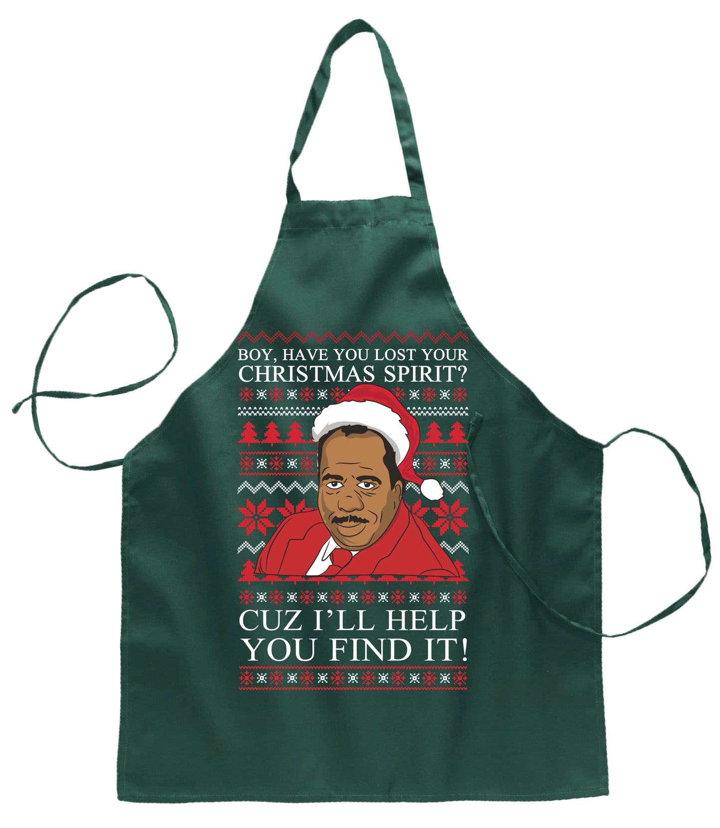 Christmas Spirit I'll Help You Find It Stanley Hudson Christmas Ugly Christmas Sweater Ugly Christmas Butcher Graphic Apron for Kitchen BBQ Grilling Cooking