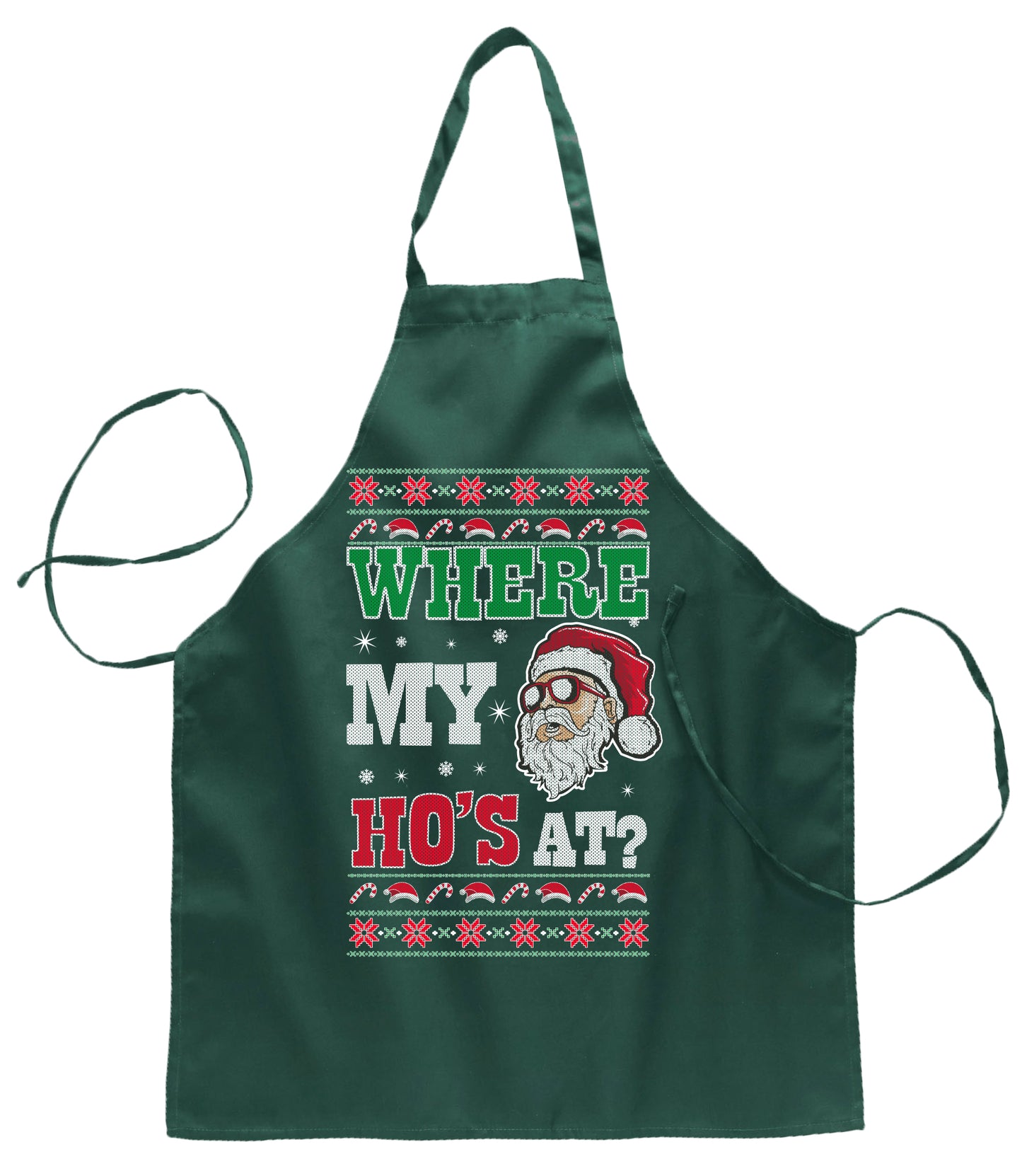 Ugly Ugly Christmas Where My Hos at Santa Christmas Ugly Christmas Sweater Ugly Christmas Butcher Graphic Apron for Kitchen BBQ Grilling Cooking