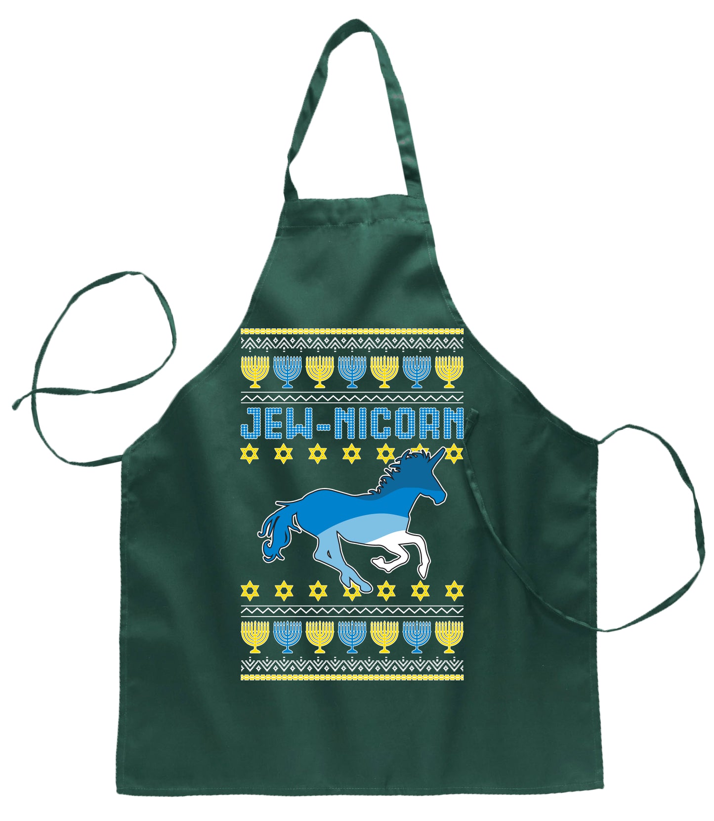 Jewnicorn Jewish Unicorn Funny Hanukkah Hanukkah Christmas Ugly Christmas Sweater Ugly Christmas Butcher Graphic Apron for Kitchen BBQ Grilling Cooking